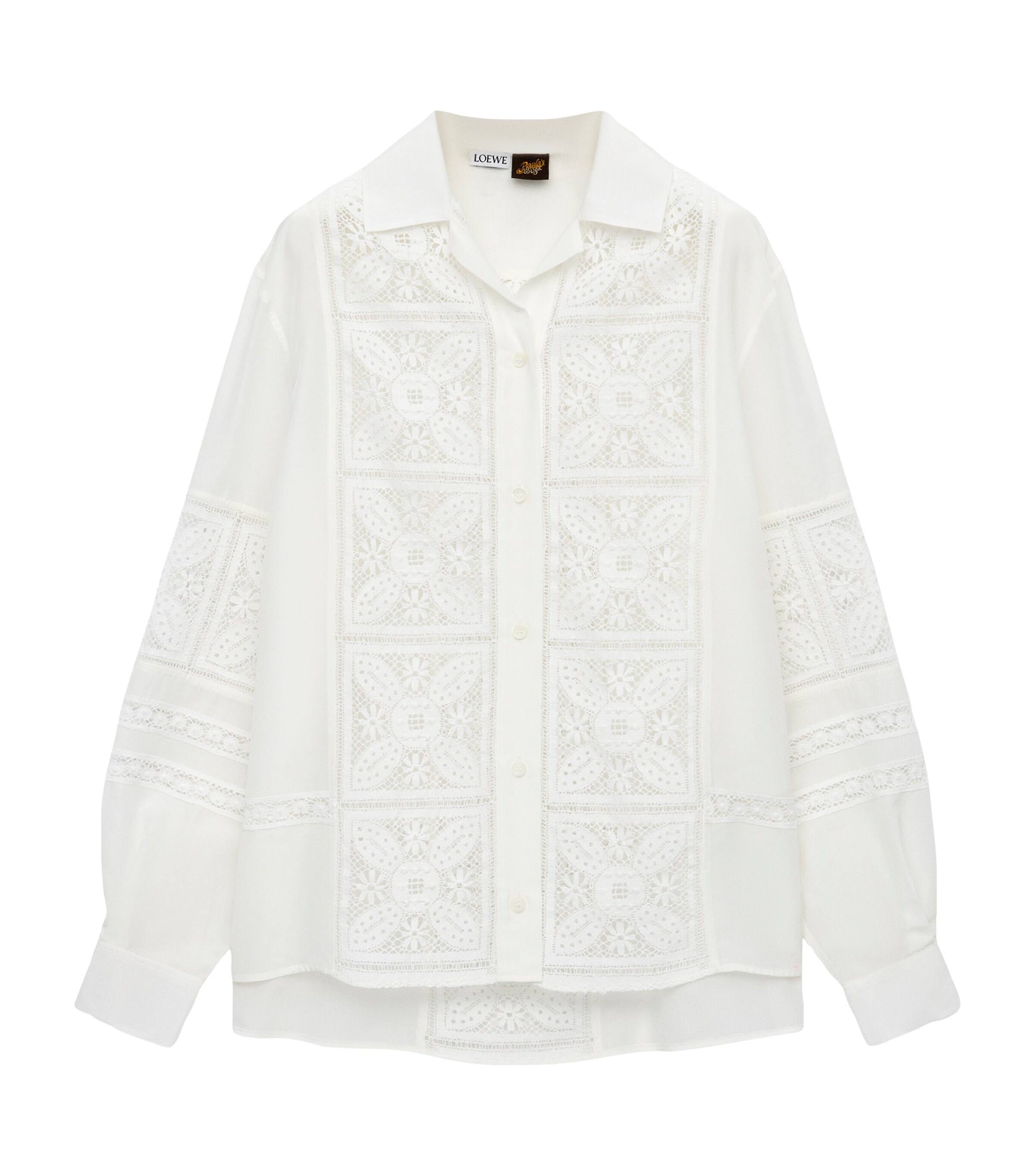 LOEWE Womens x Paula's Ibiza Cotton-Blend Lace Shirt White Image 1