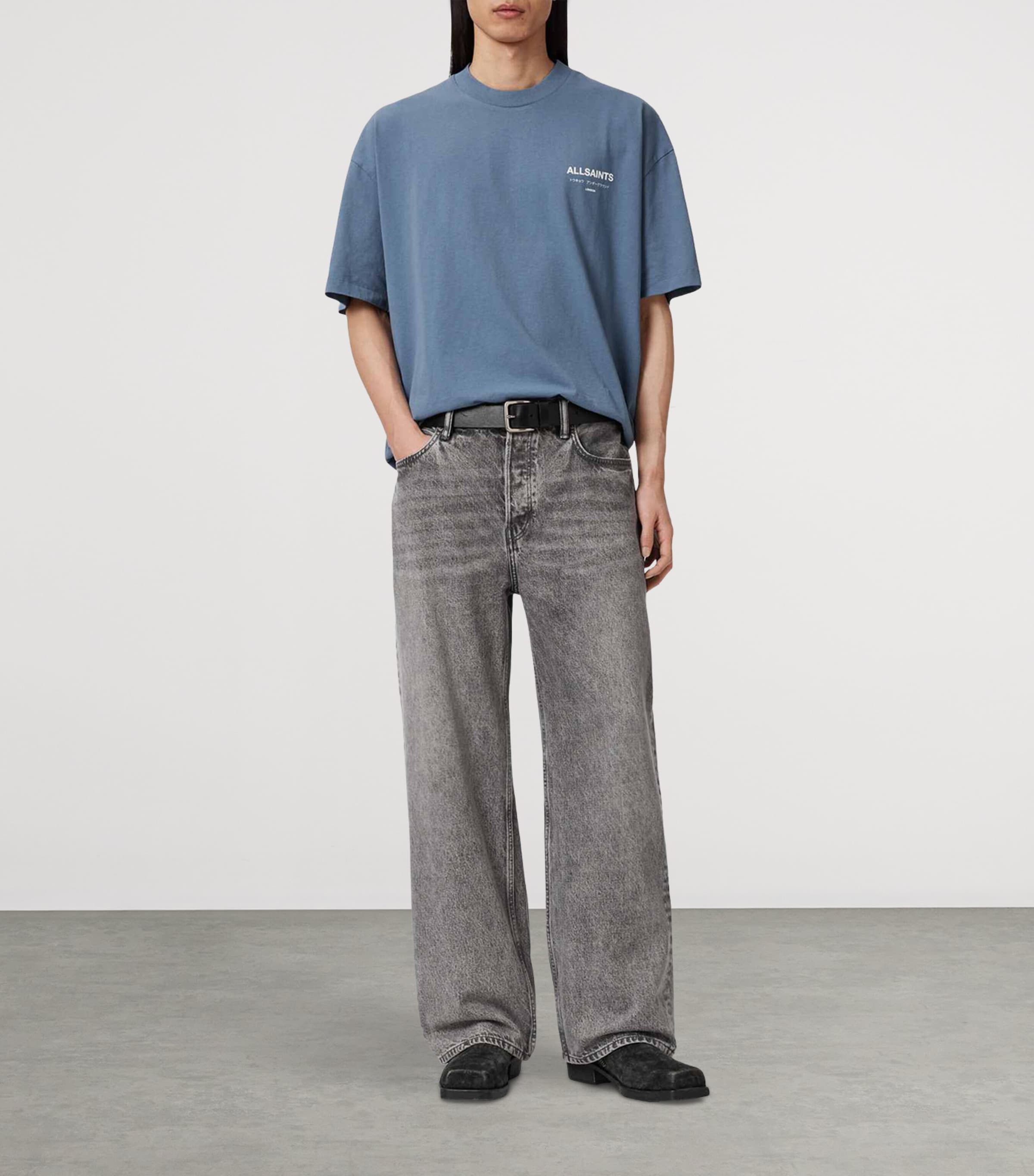 AllSaints Mens Cotton Underground Logo T-Shirt Maya Blue Image 6
