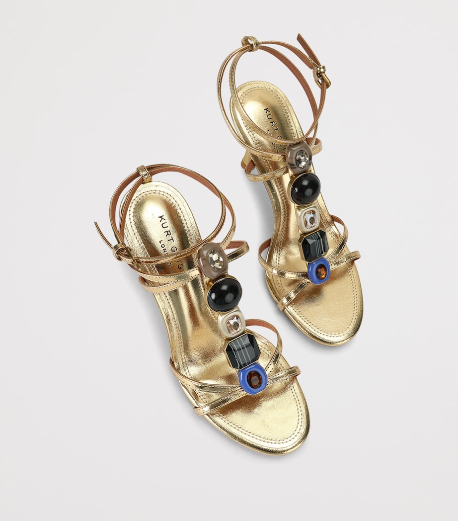 Kurt Geiger London Leather Embellished LouLou Heeled Sandals 90 Gold Image 4