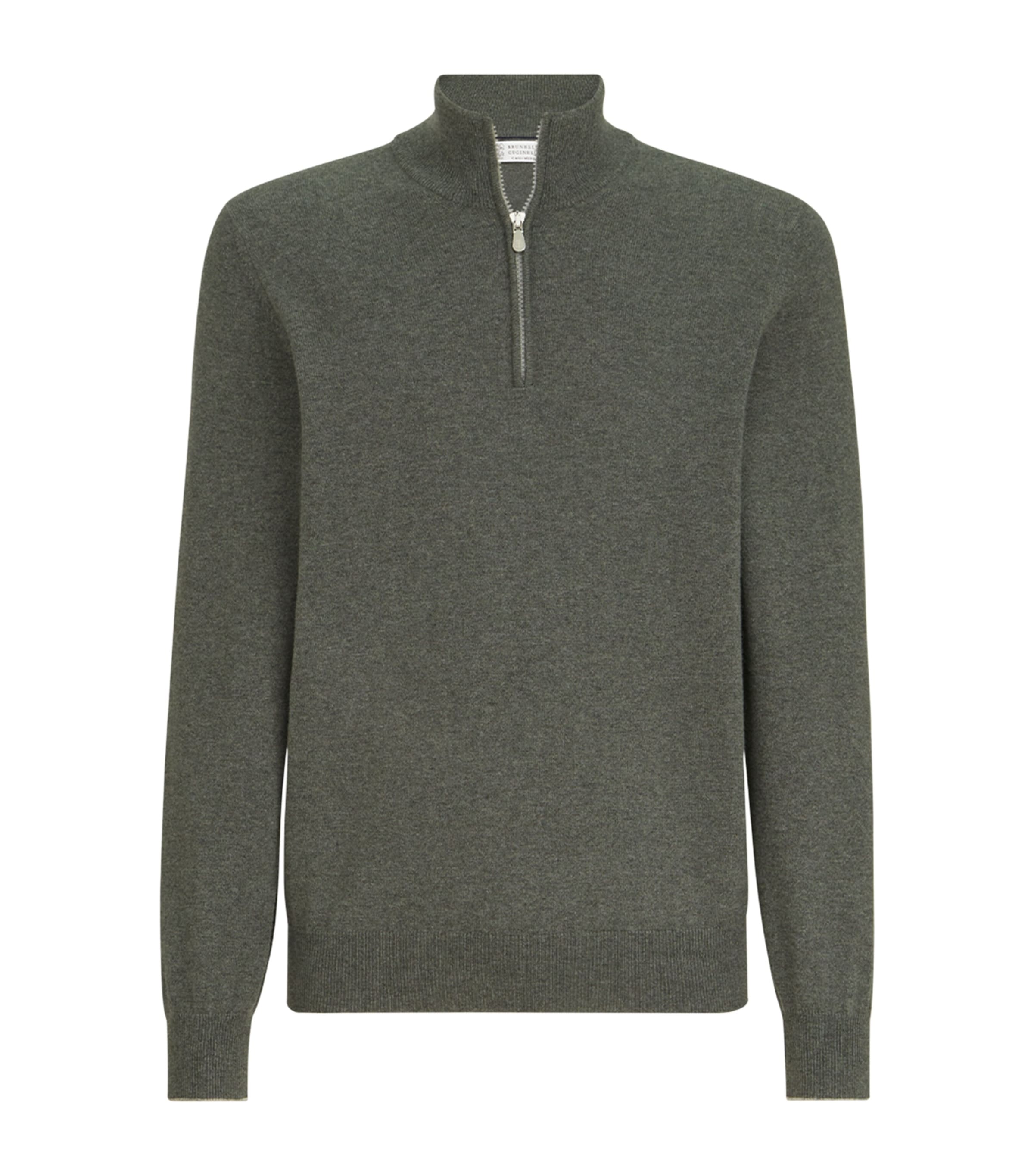 Brunello Cucinelli Mens Cashmere Half-Zip Sweater Image 1
