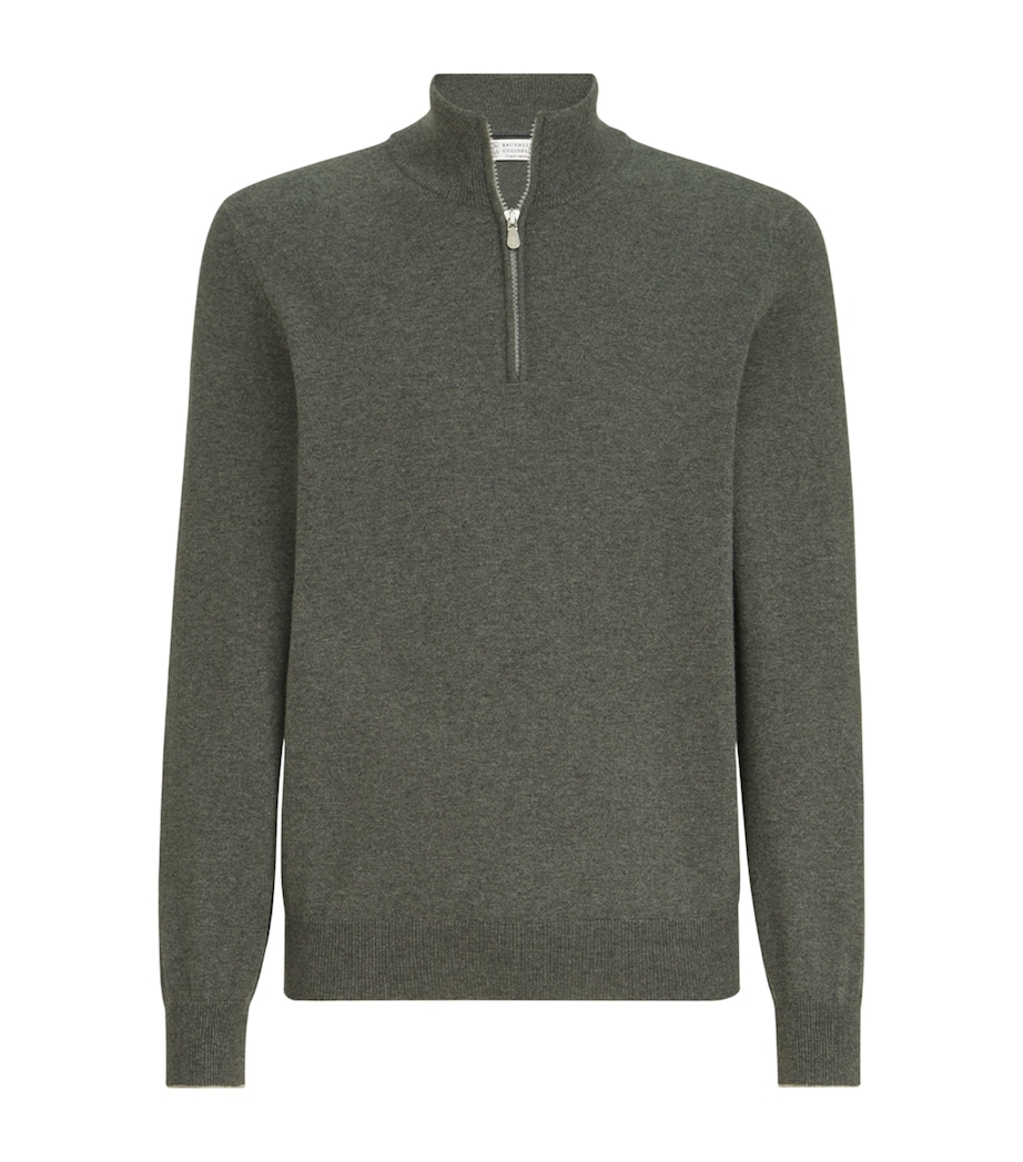 Brunello Cucinelli Mens Cashmere Half-Zip Sweater Image 1