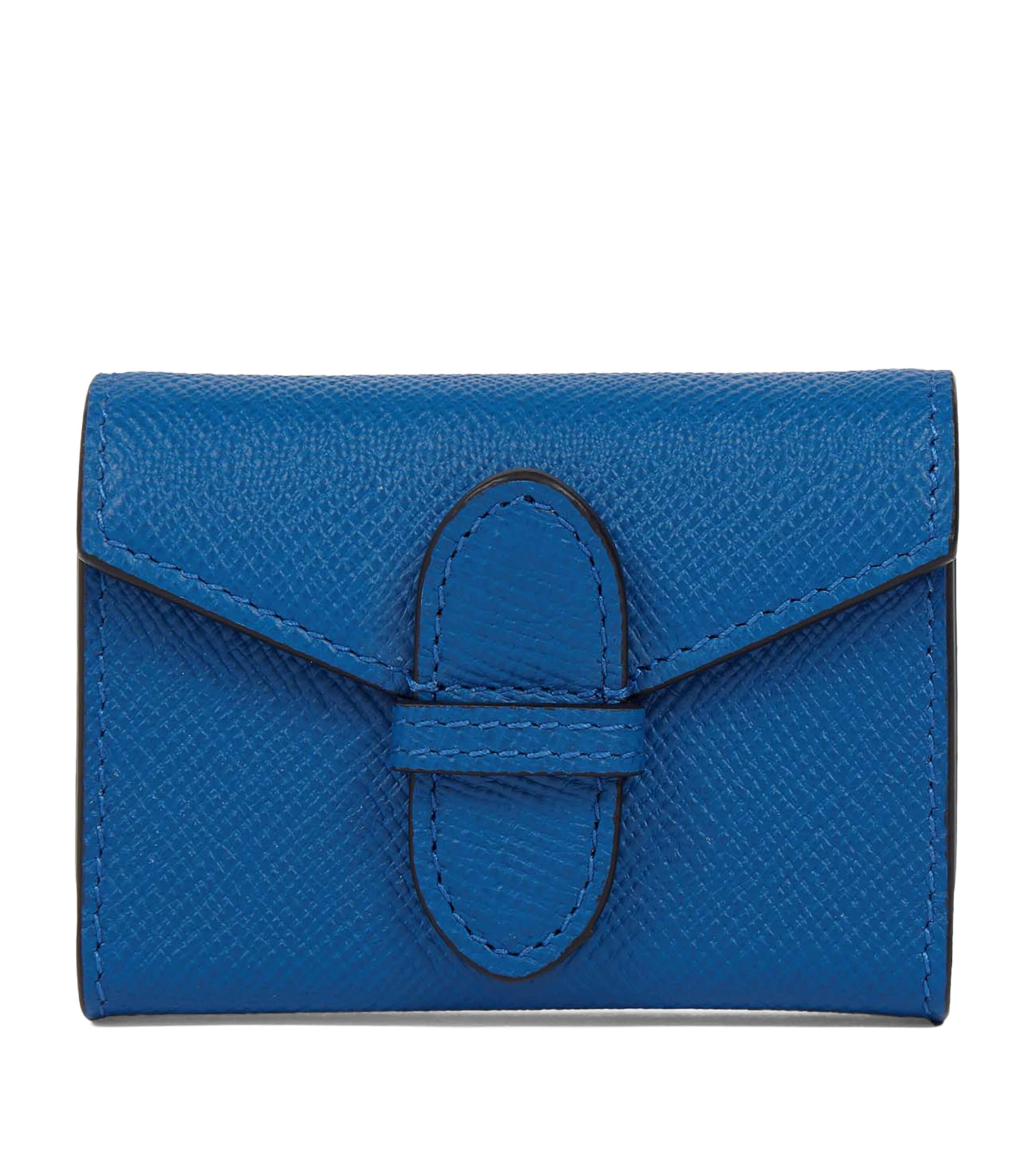 Smythson Leather Single Playing Card Case In Blue