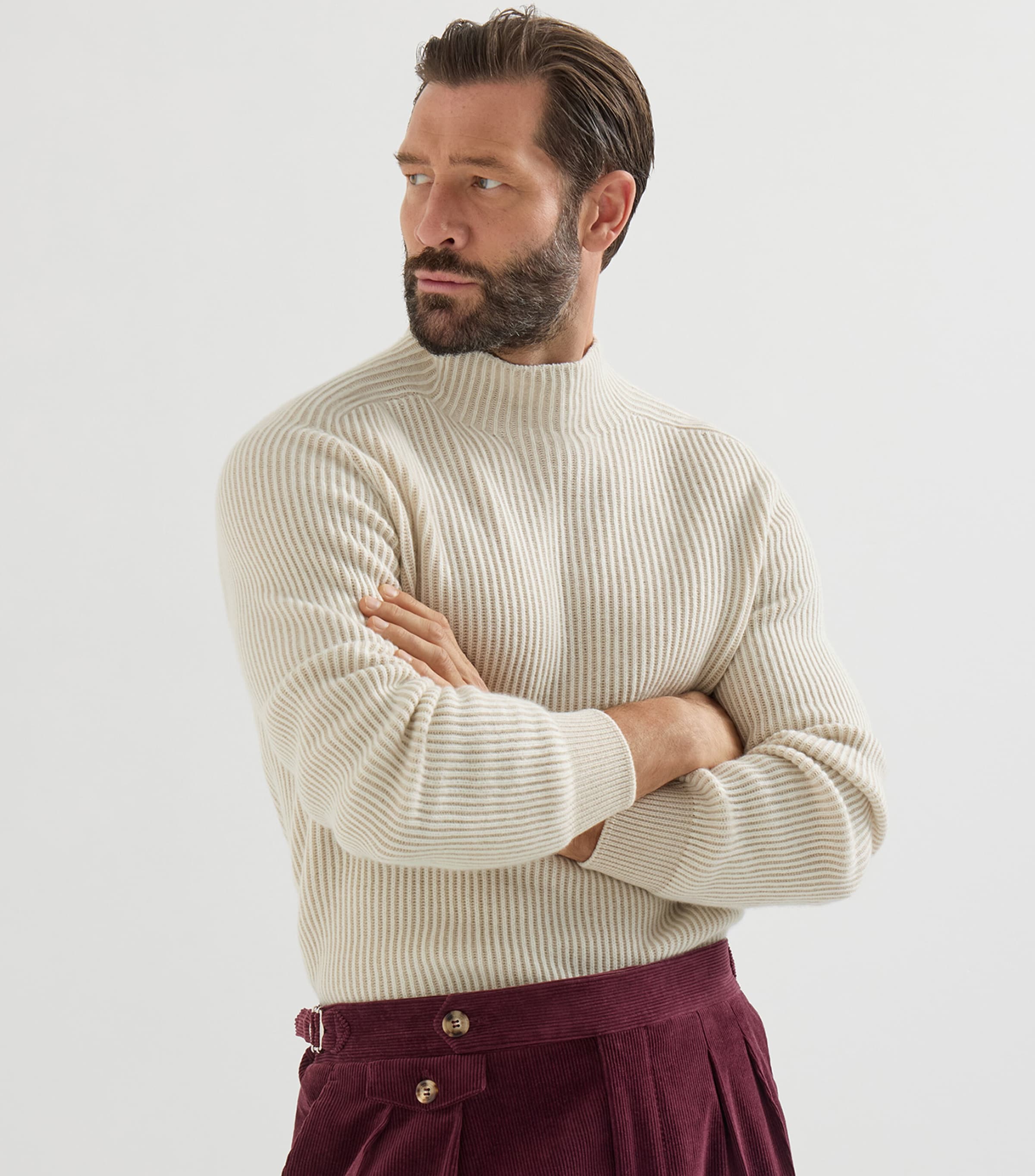 Brunello Cucinelli Mens Cashmere High-Neck Sweater Image 2
