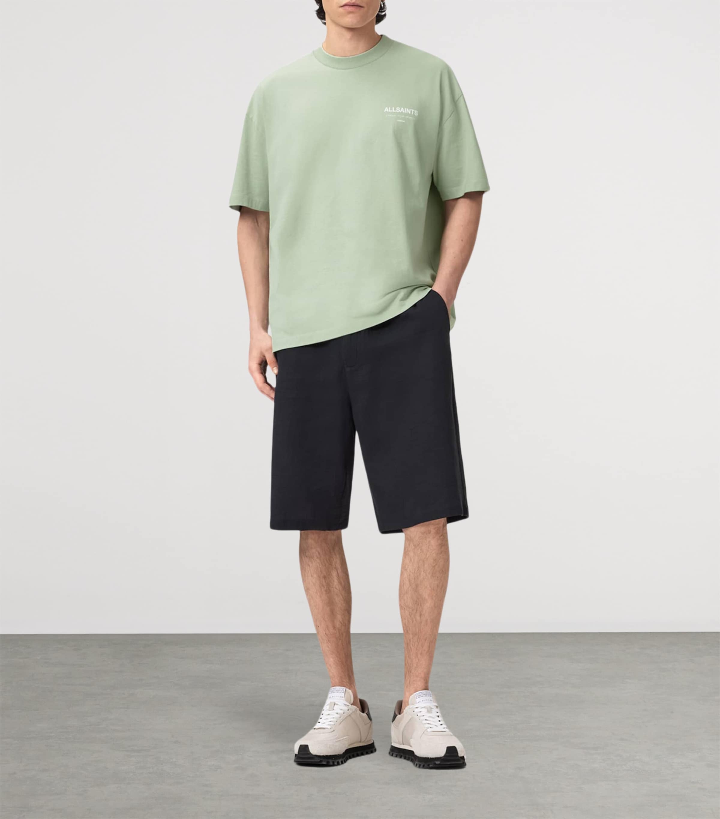 AllSaints Mens Organic Cotton Underground T-Shirt Celadon Green Image 2