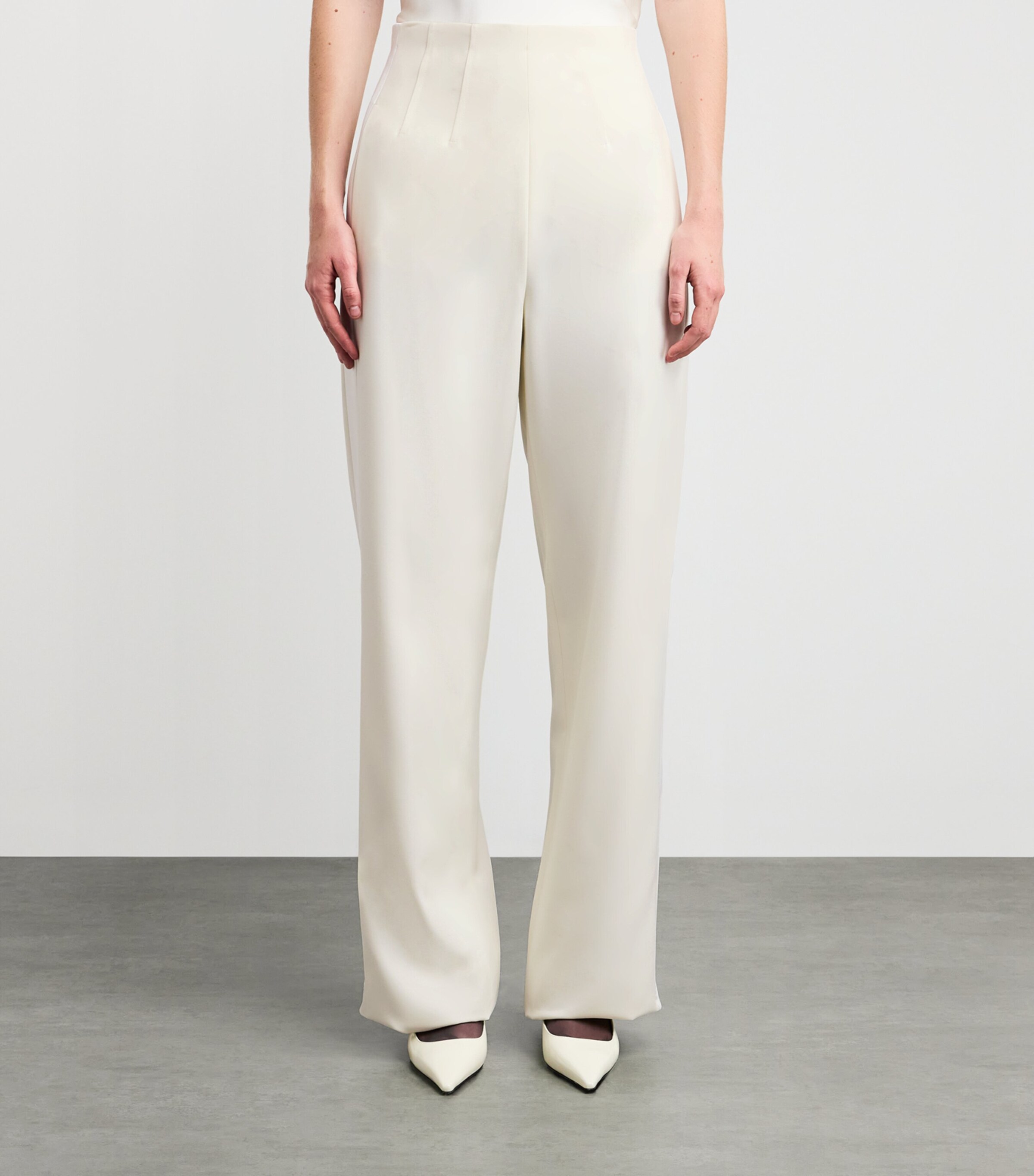 Virgin Wool Wide-Leg Trousers WHITE Image 3