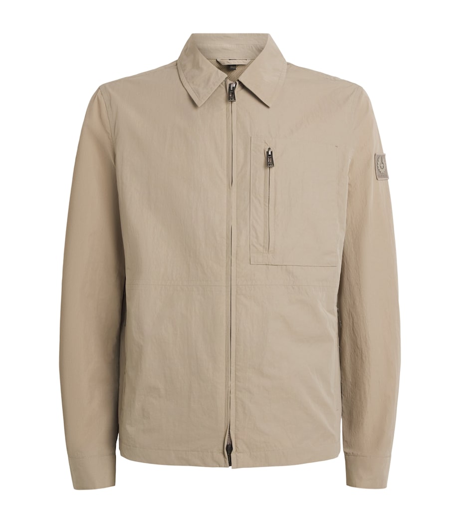 Belstaff Mens Gabardine Grid Overshirt Dark Sanddksnd Image 1
