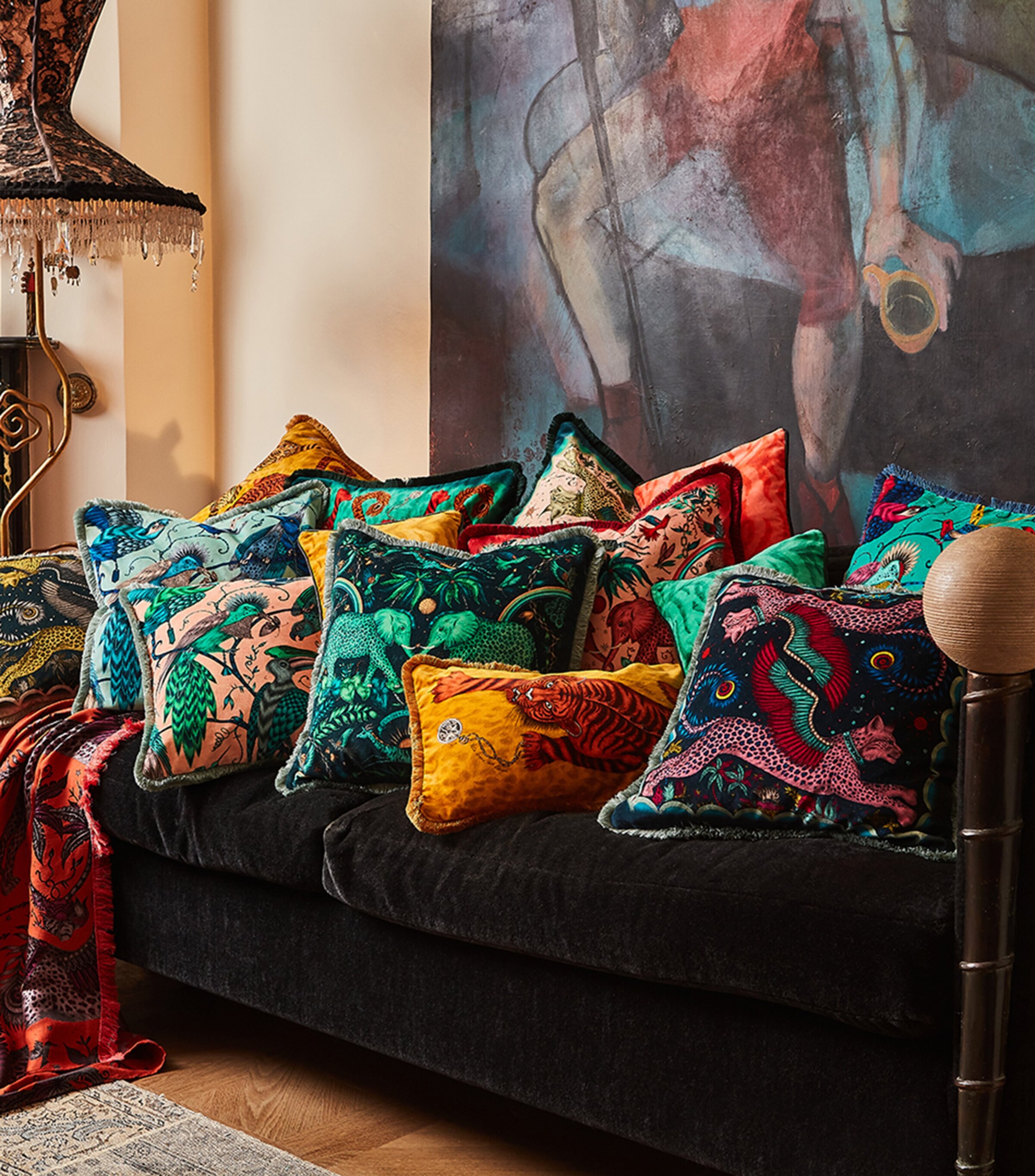 Emma J Shipley Velvet Lynx Cushion (46cm x 46cm) Gold Image 2
