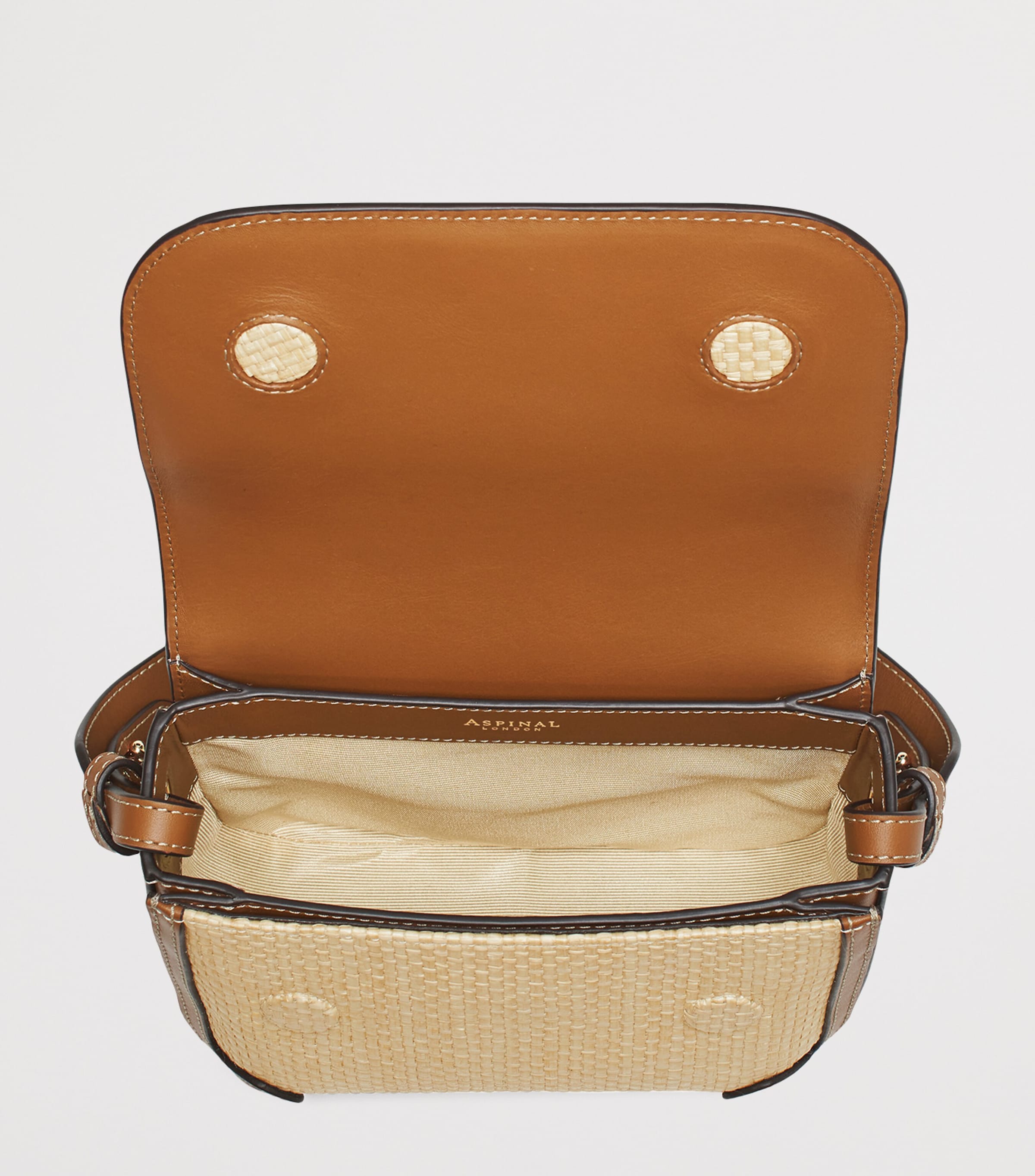 Leather Raffia-Front Ella Cross-Body Bag NEUTRAL Image 6