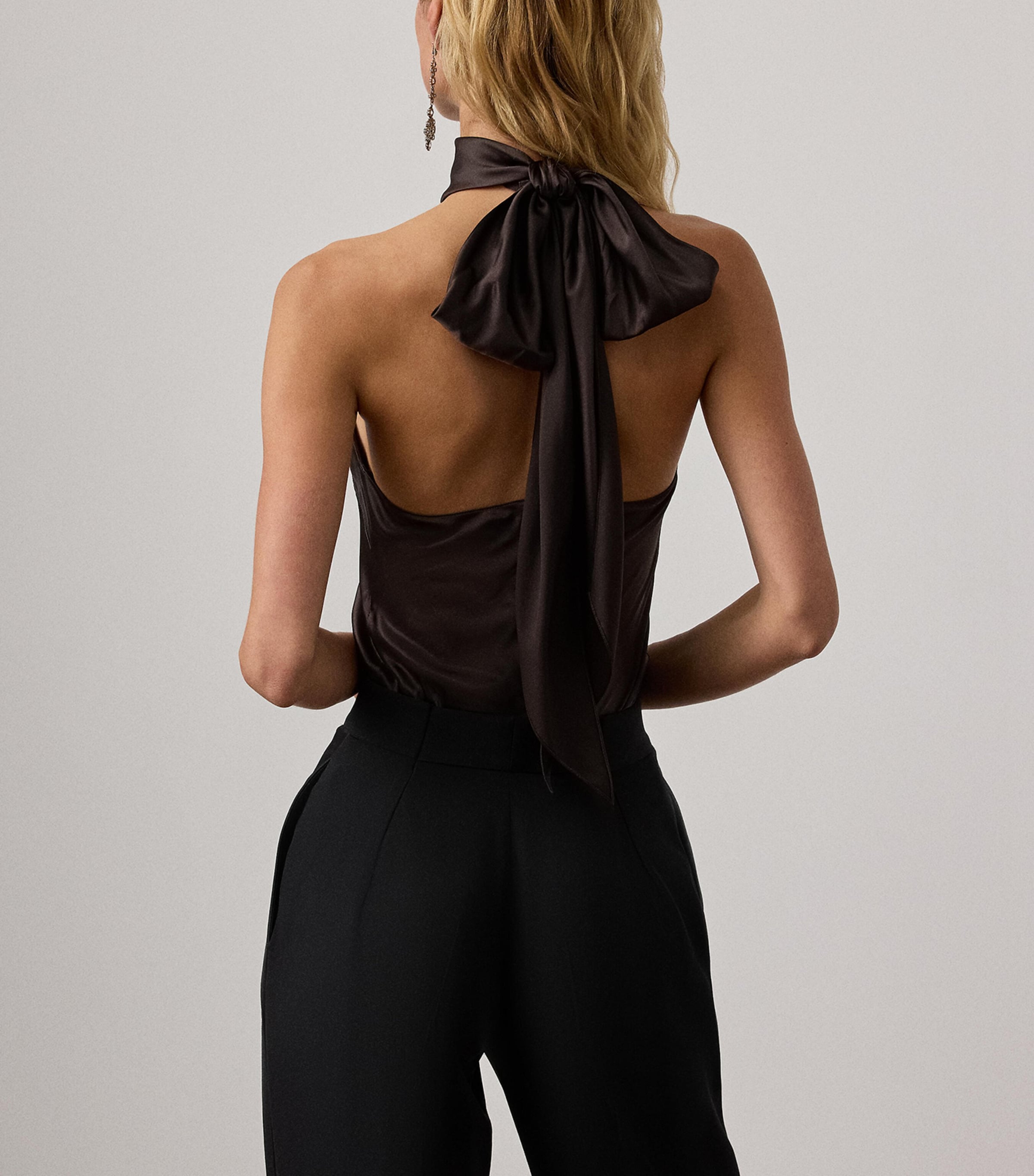 Ralph Lauren Collection Womens Stretch-Silk Charmeuse Chilton Blouse Dark Brown Image 3