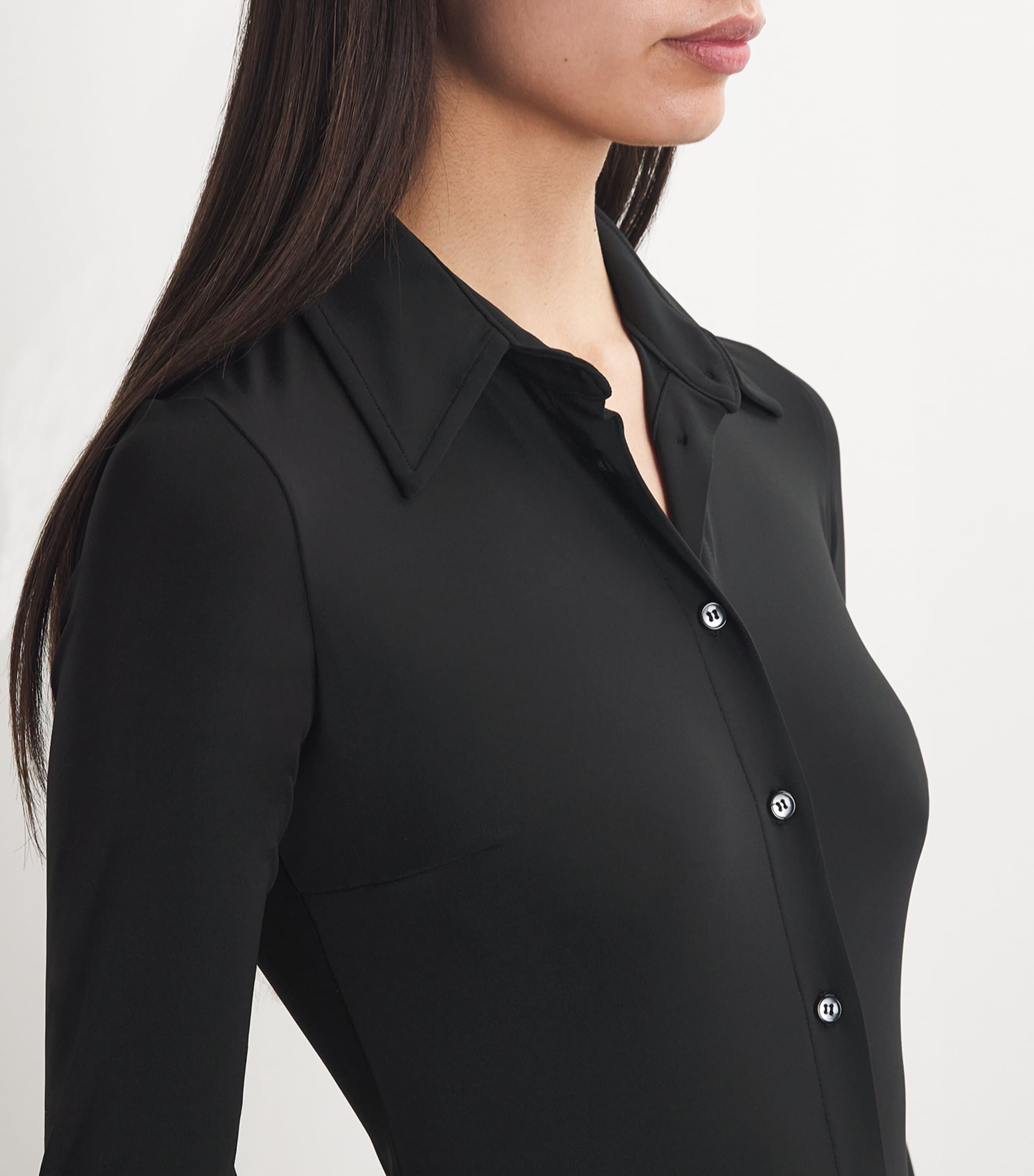 ÉTERNE Womens Georgia Maxi Shirt Dress Black Image 4
