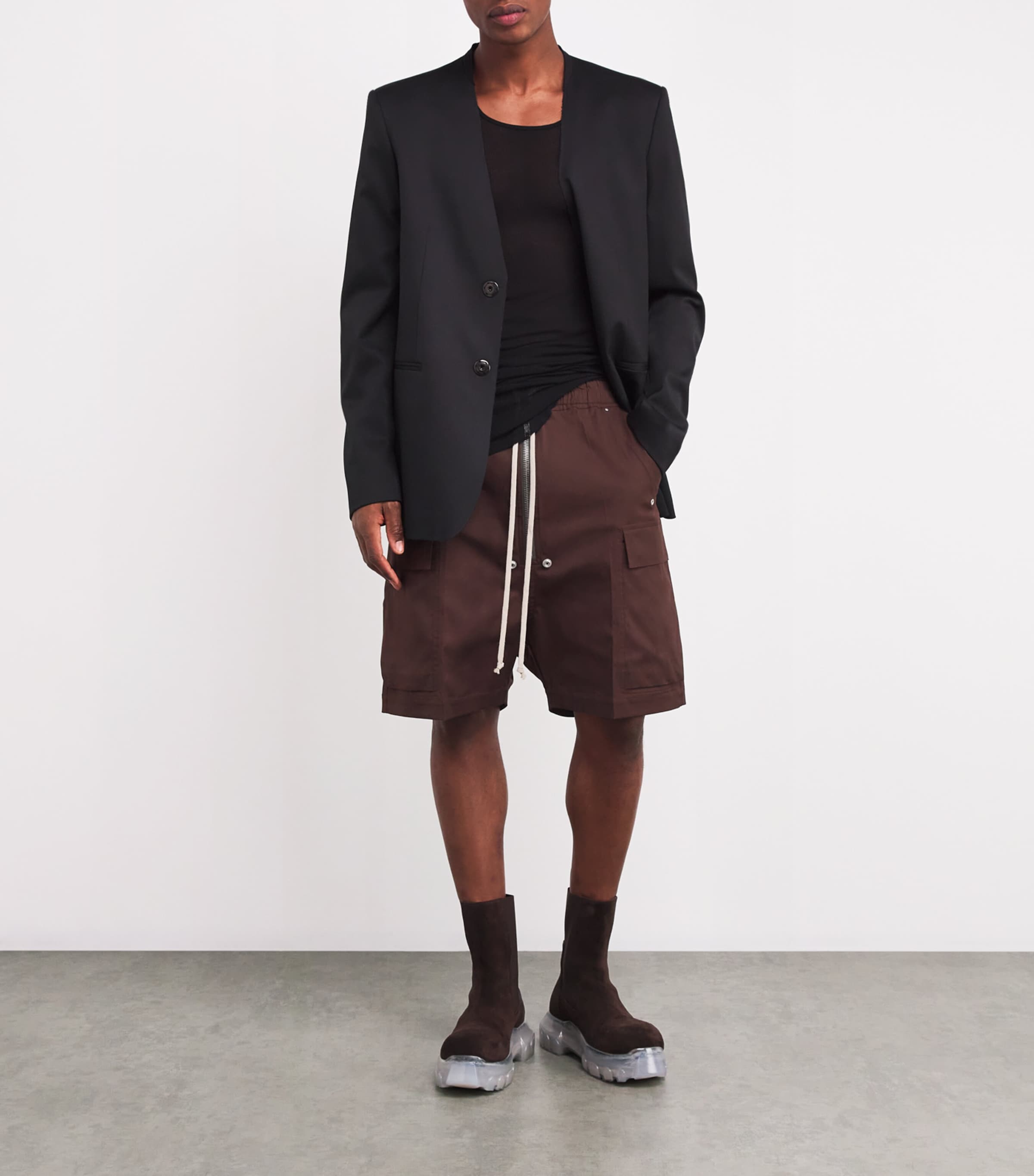 Rick Owens Mens Stretch-Cotton Cargobela Shorts Image 2