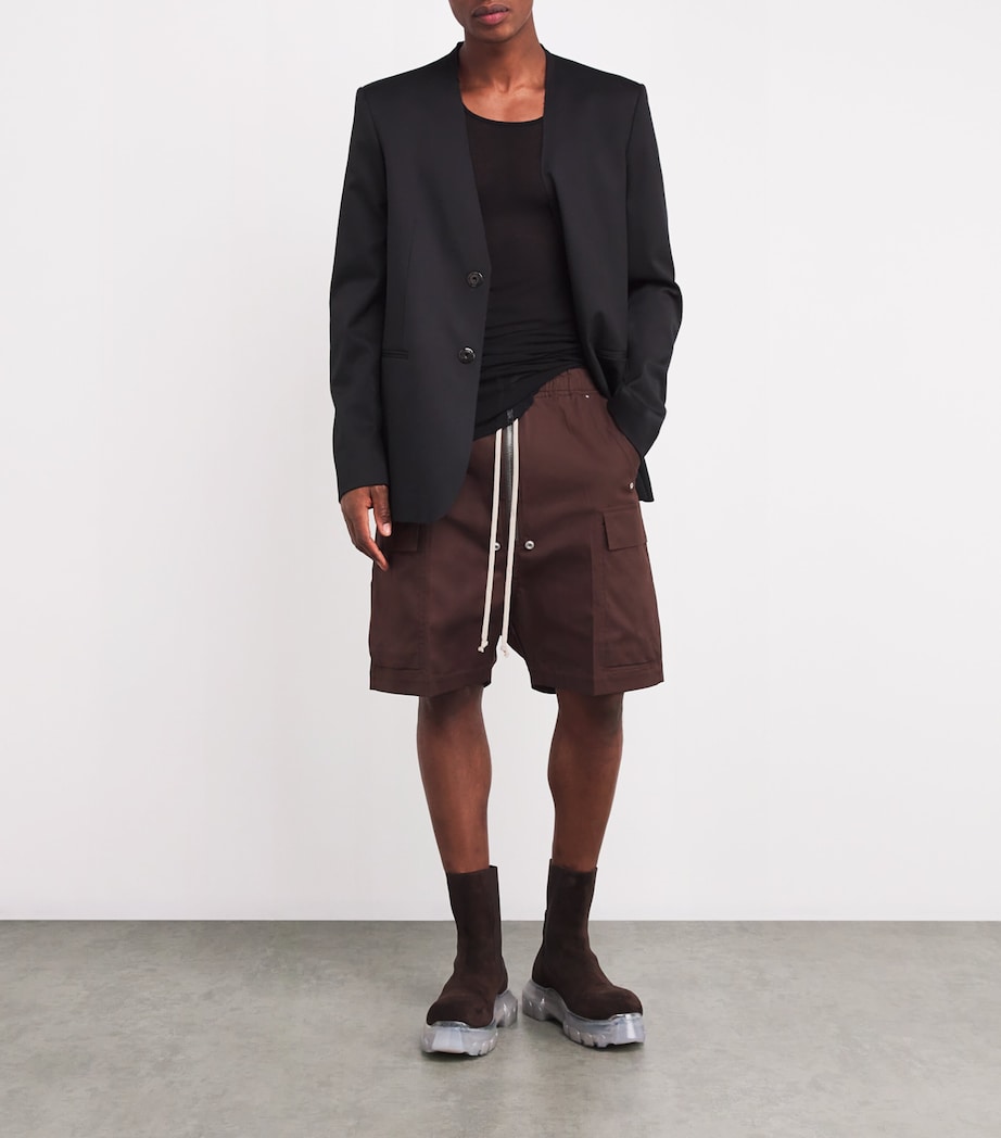 Rick Owens Mens Stretch-Cotton Cargobela Shorts Image 2