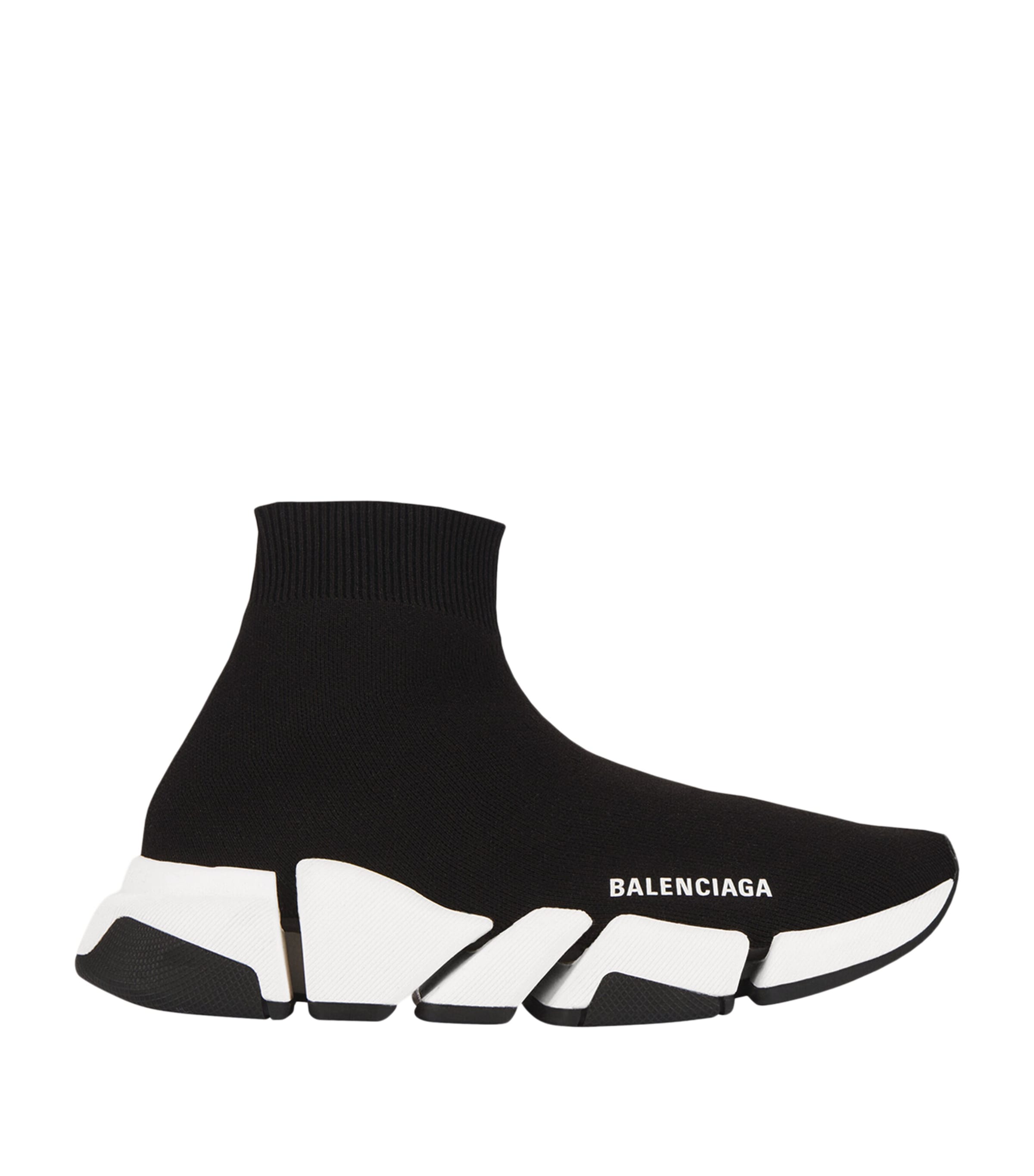 Balenciaga Speed 2.0 Logo-print Glittered Stretch-knit High-top Sneakers In Black
