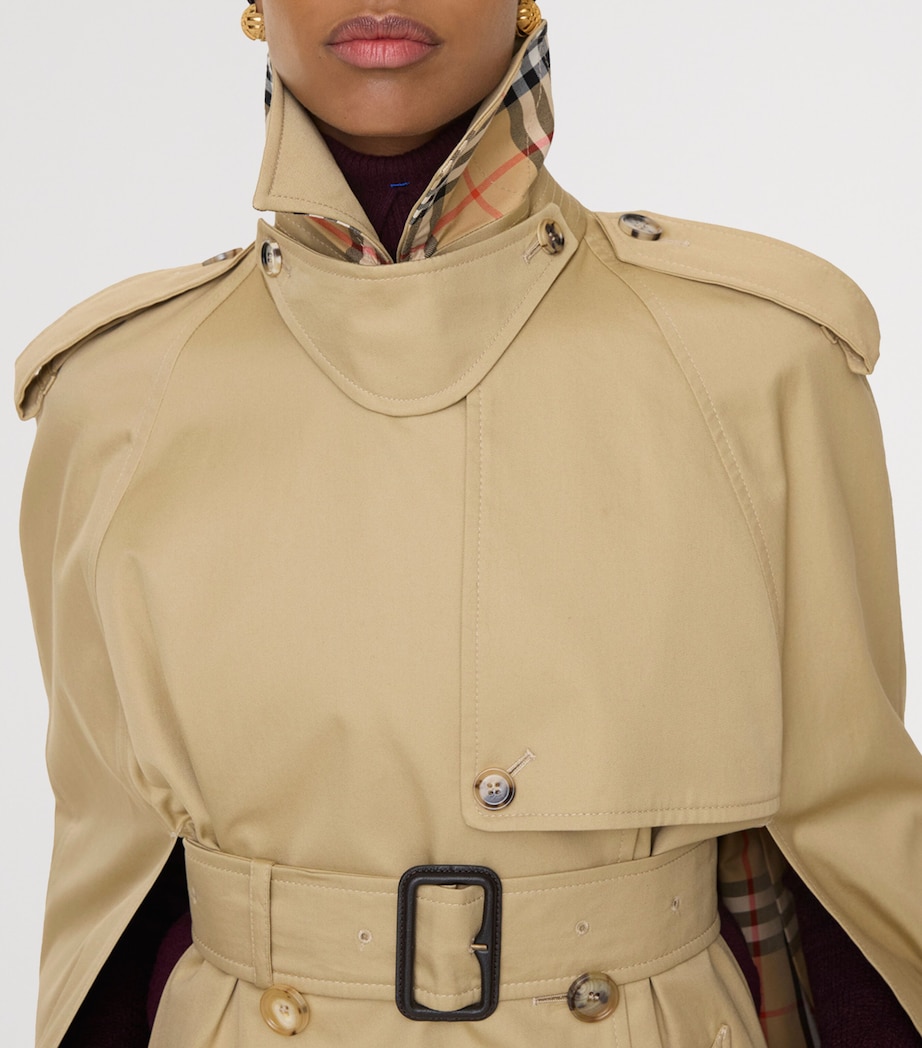 Burberry Womens Gabardine Belmont Cape Trench Coat Beige Image 5