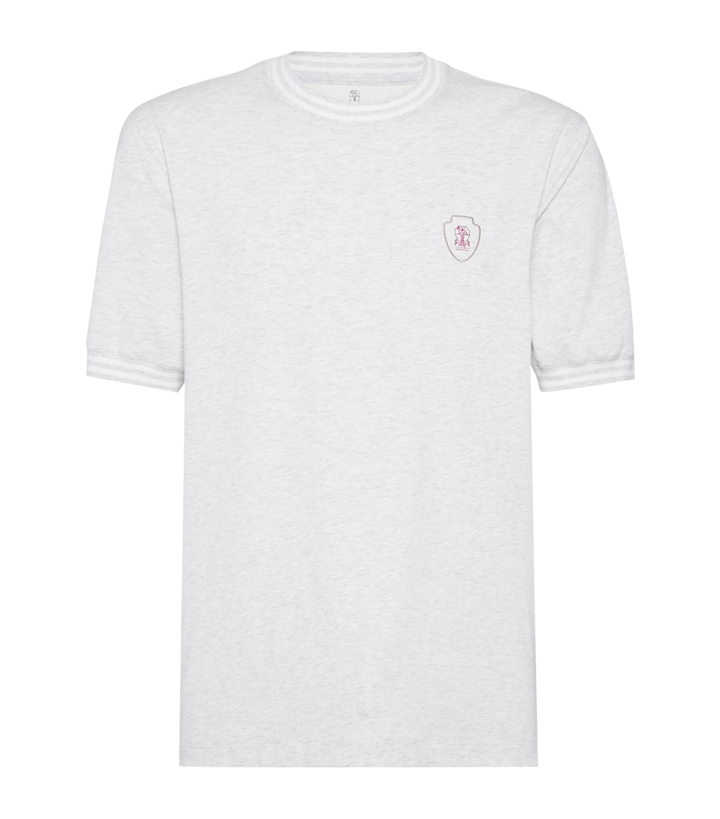 Brunello Cucinelli Cotton Jersey Crew Neck T-shirt With Logo In White