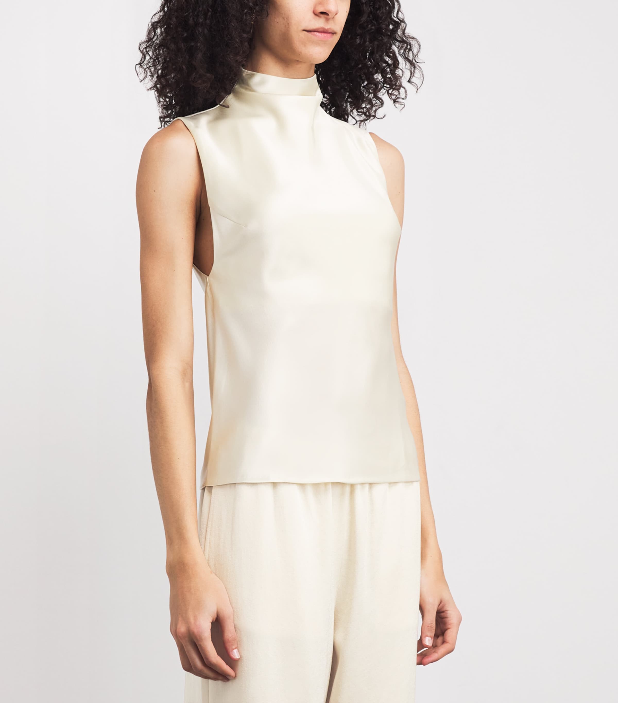 Satin Colson Top ECRU Image 3