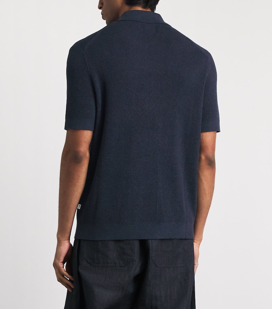 Samsøe Samsøe Mens Cotton Zip-Up Saolli Polo Shirt Salutte Image 5