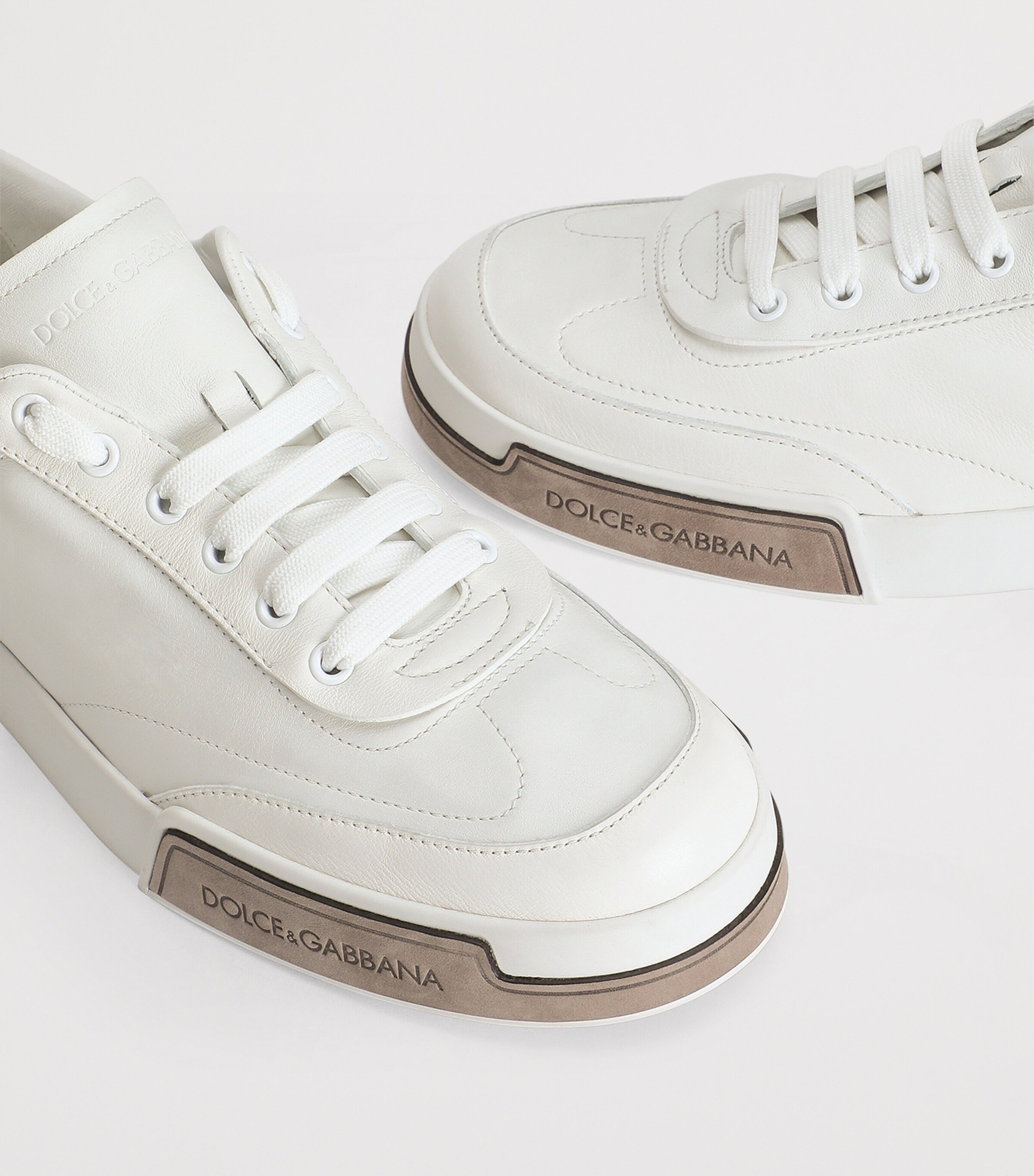 Leather Portofino Sneakers 8S375-WHITE/TAUPE Image 4