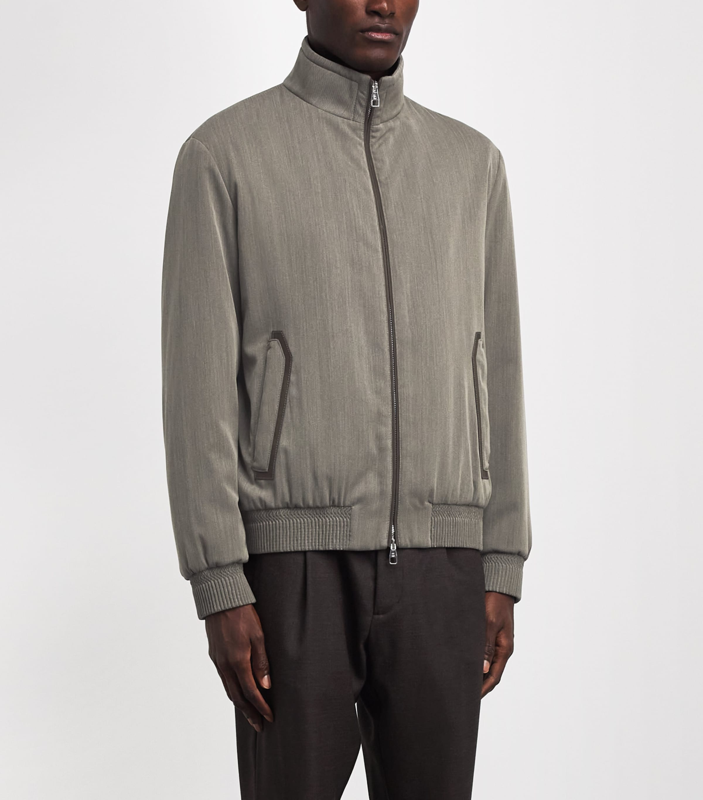 Brett Johnson Mens Wool-Blend Bomber Jacket Verde Lieve Image 4