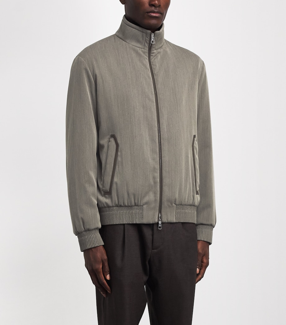 Brett Johnson Mens Wool-Blend Bomber Jacket Verde Lieve Image 4