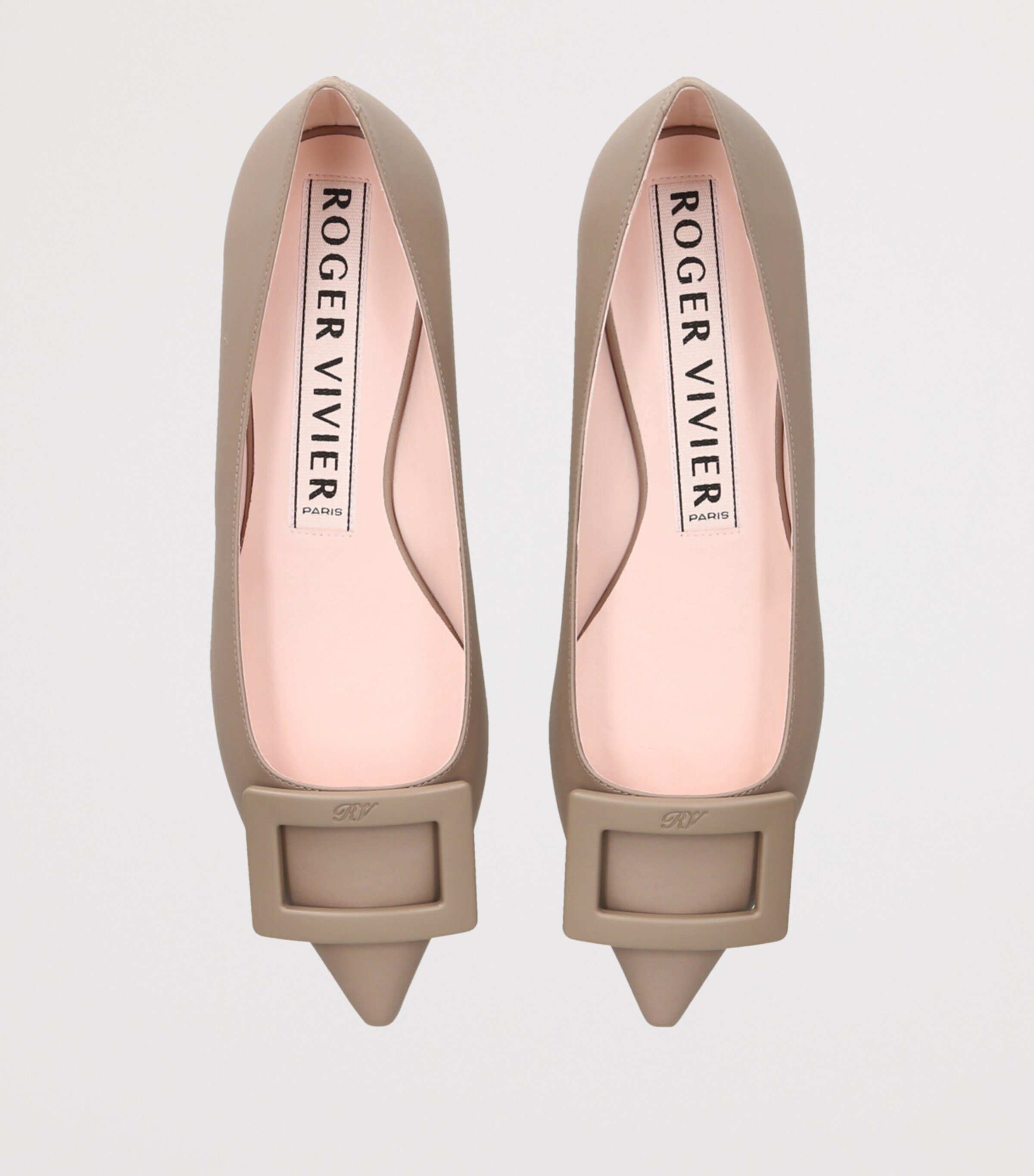 Roger Vivier Leather Gommettine Ballet Flats Taupe Image 4