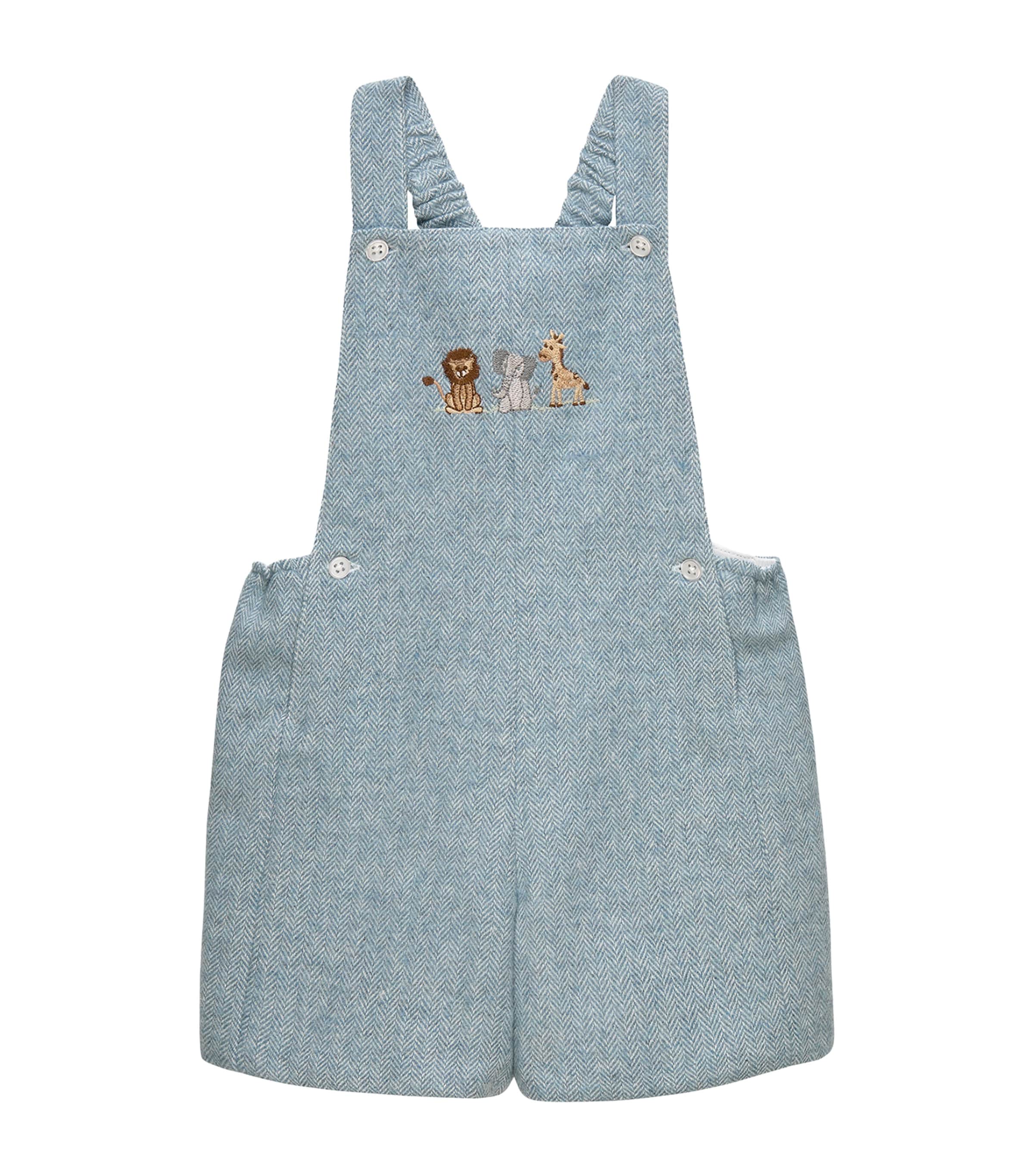 Trotters Lion Alfie Dungarees (3-24 Months) Pale Blue Image 1