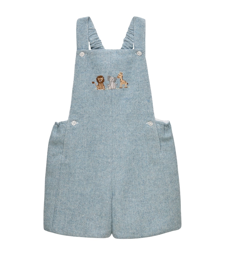 Trotters Lion Alfie Dungarees (3-24 Months) Pale Blue Image 1