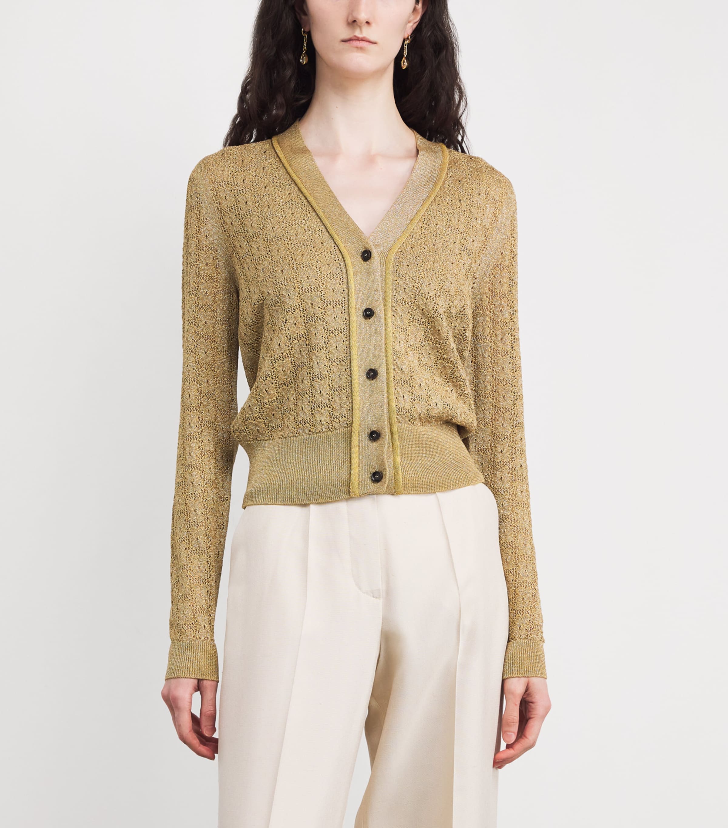 Woven Lurex Cardigan GLD111 GOLD Image 3