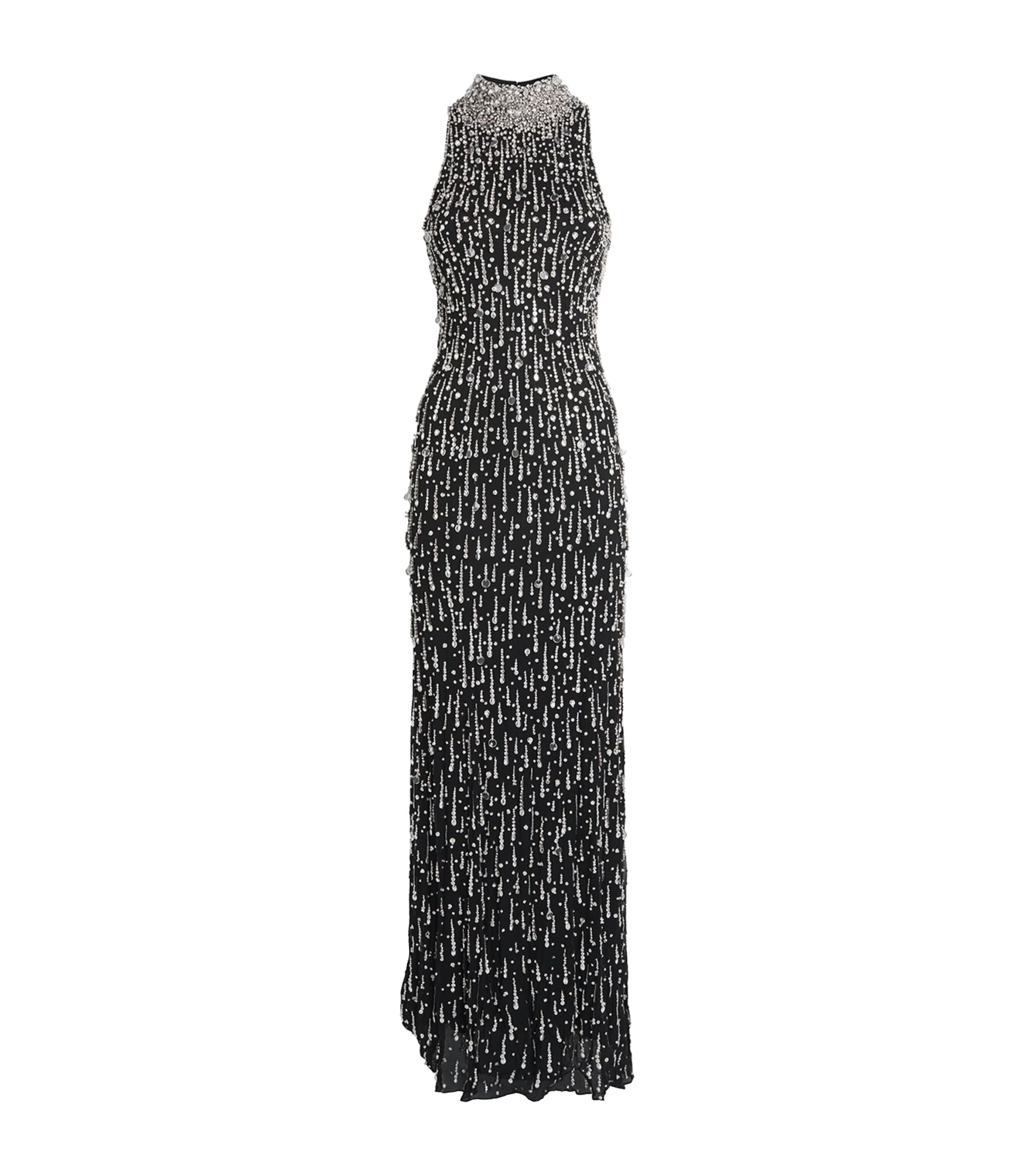 Jenny Packham Womens Embellished Santa Fe Maxi Dress Liquorice Image 1