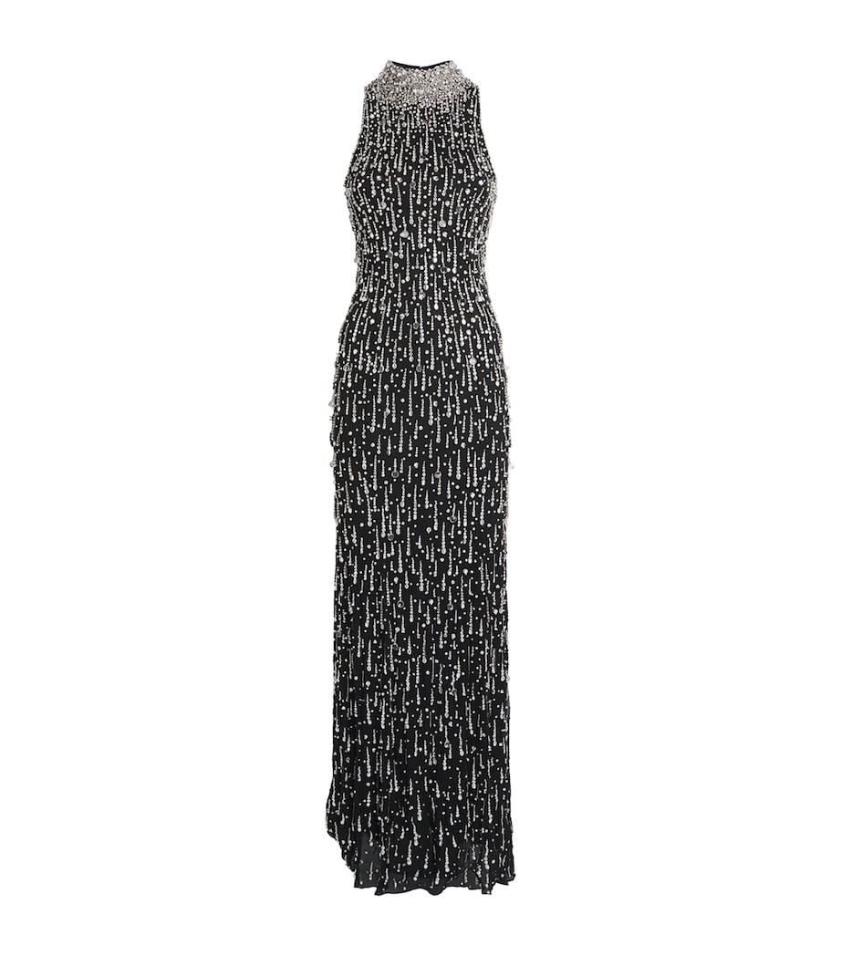 Jenny Packham Womens Embellished Santa Fe Maxi Dress Liquorice Image 1
