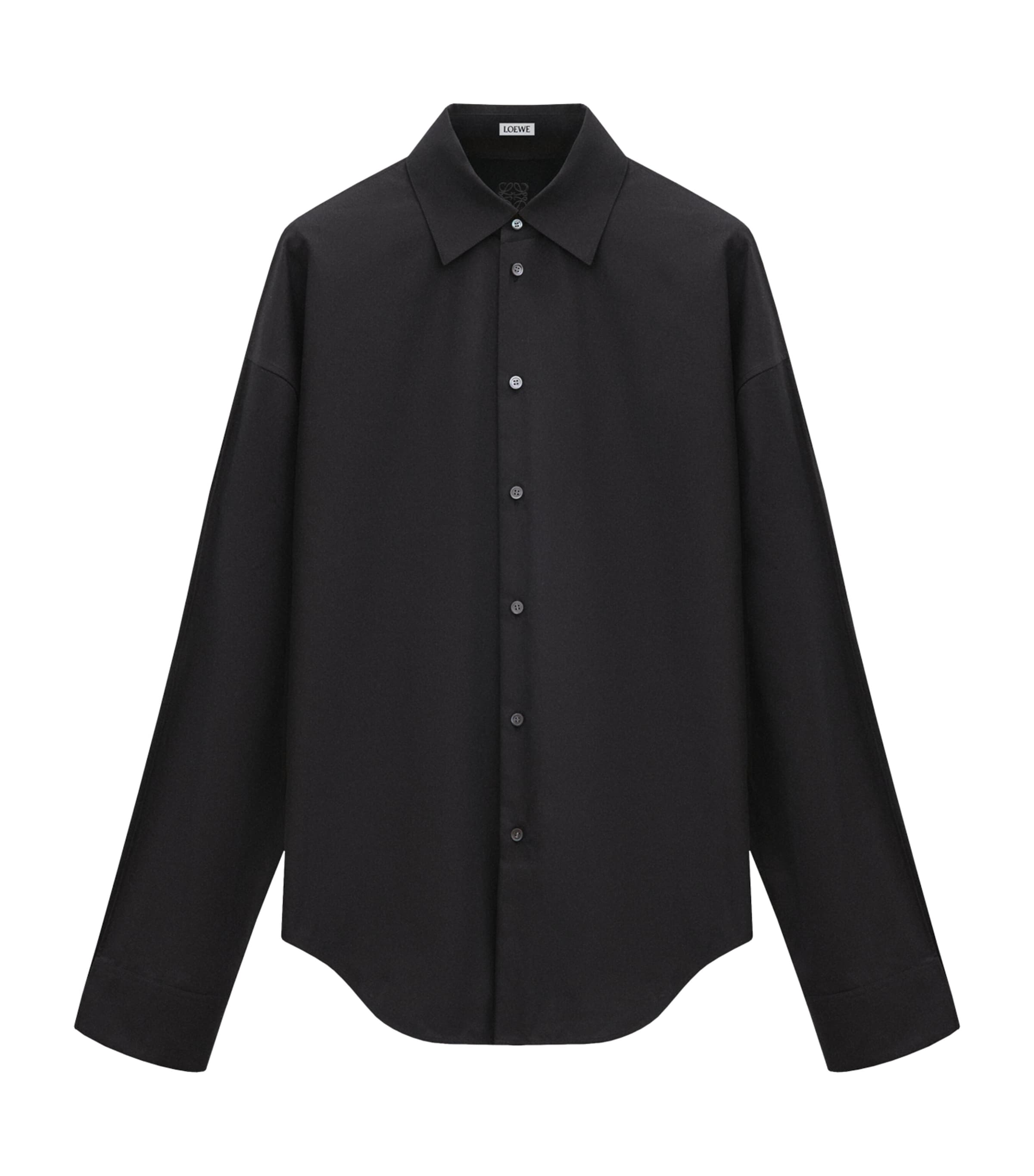 LOEWE Mens Wool-Cotton Panelled Shirt Black/black Image 1