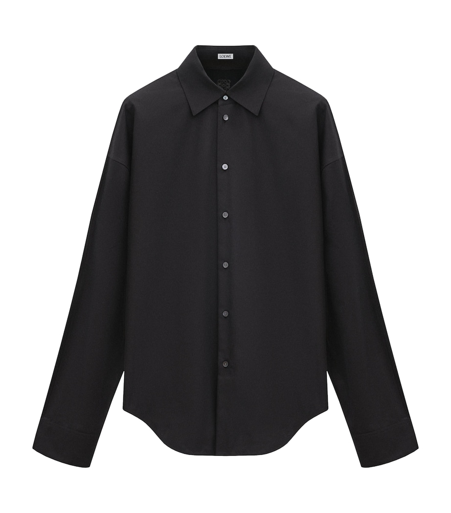 LOEWE Mens Wool-Cotton Panelled Shirt Black/black Image 1