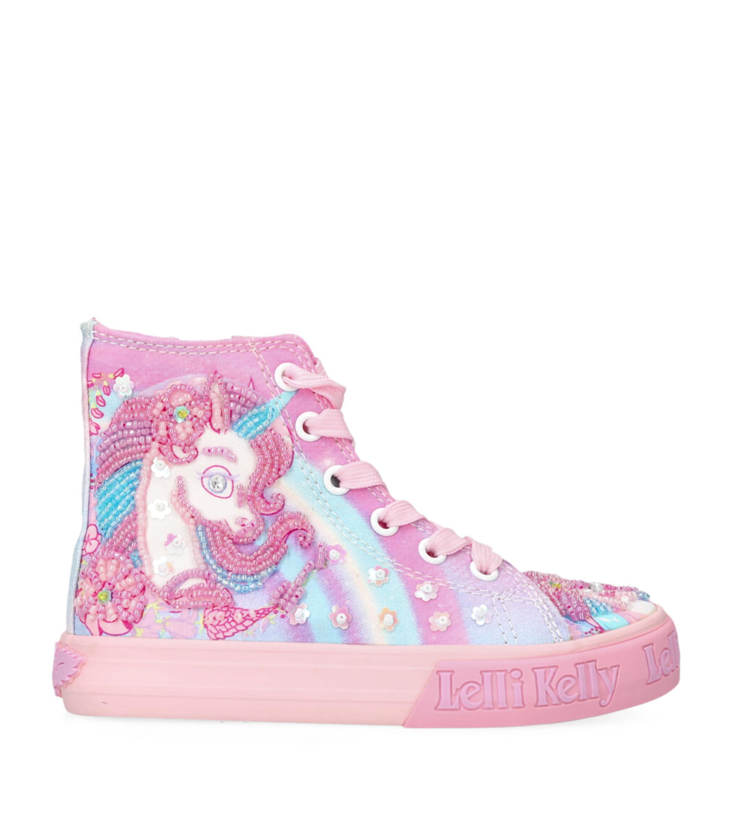 Lelli Kelly Kids' Unicorn-beaded Canvas High-top Trainers 4-9 Years In Mult/other