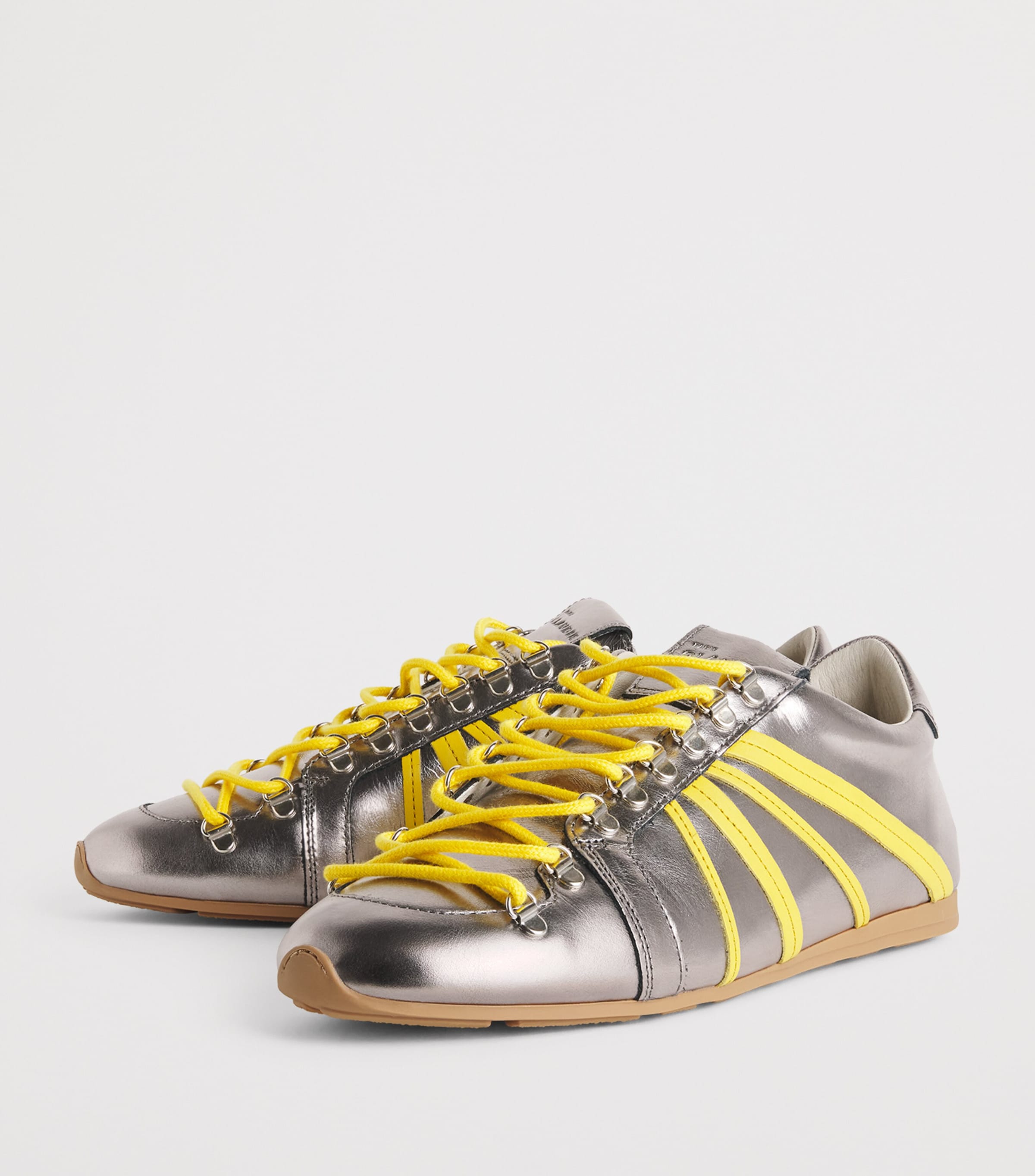 Claudie Pierlot Metallic Leather Swing Sneakers Silver Image 3