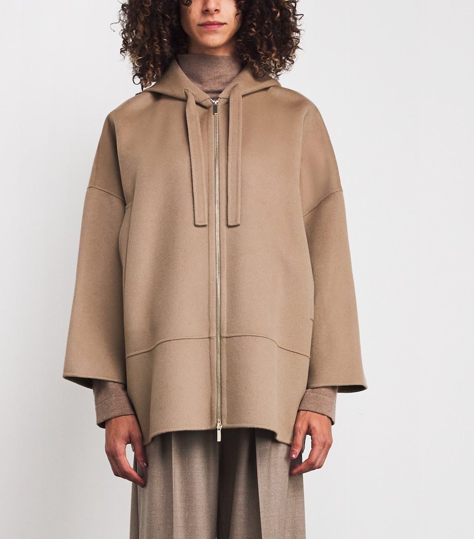 Virgin Wool Zip-Up Hoodie SAND Image 3