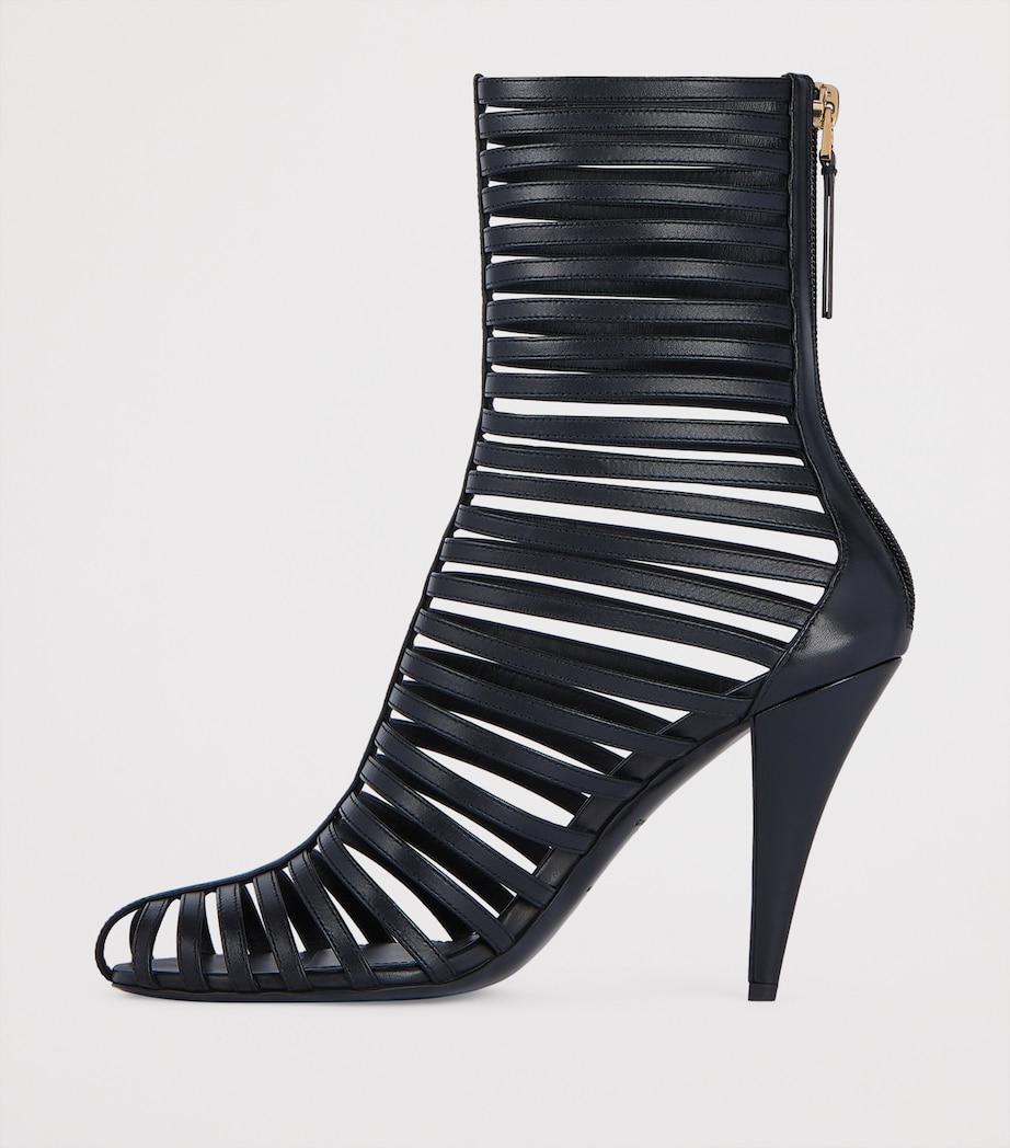 Leather Strap Ankle Boots 95 BLACK Image 4