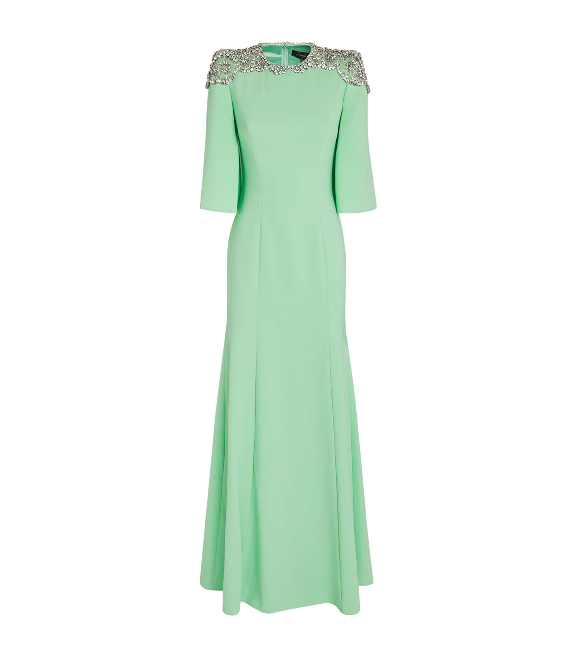 Jenny Packham Embellished Daza Maxi Dress In Green