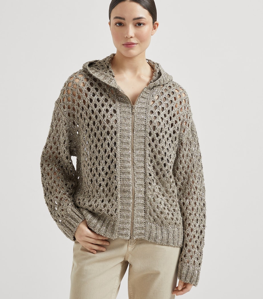 Dazzling Netted Hooded Cardigan C9545 Image 3