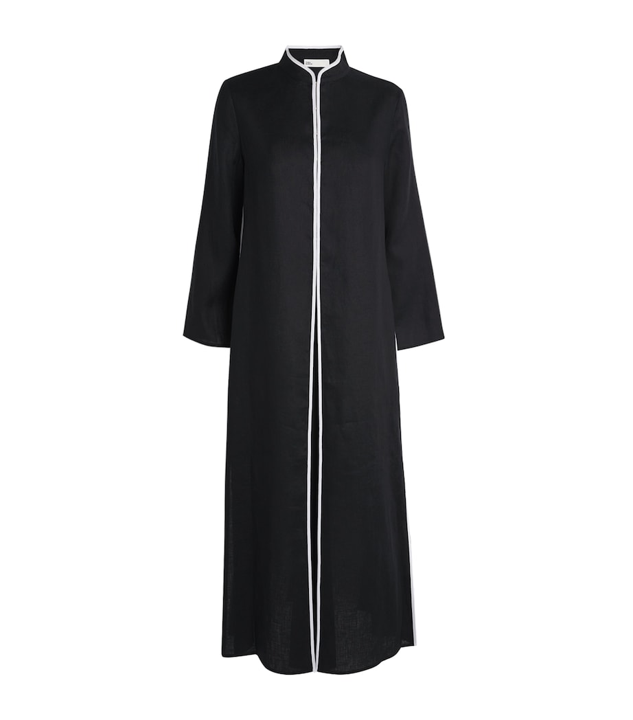 Linen Silk-Trim Kaftan BLACK / WHITE Image 1