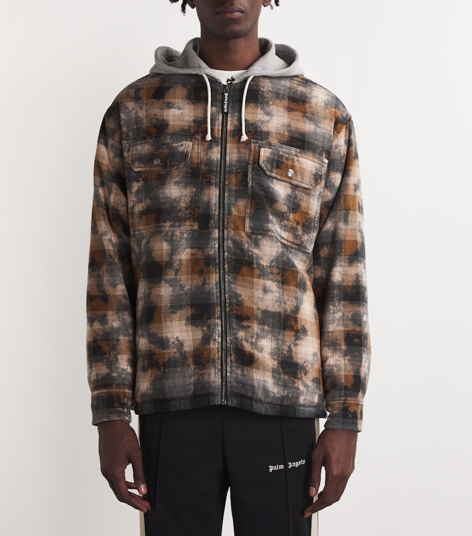Palm Angels Mens Hooded Jacket Grey Off White Image 3