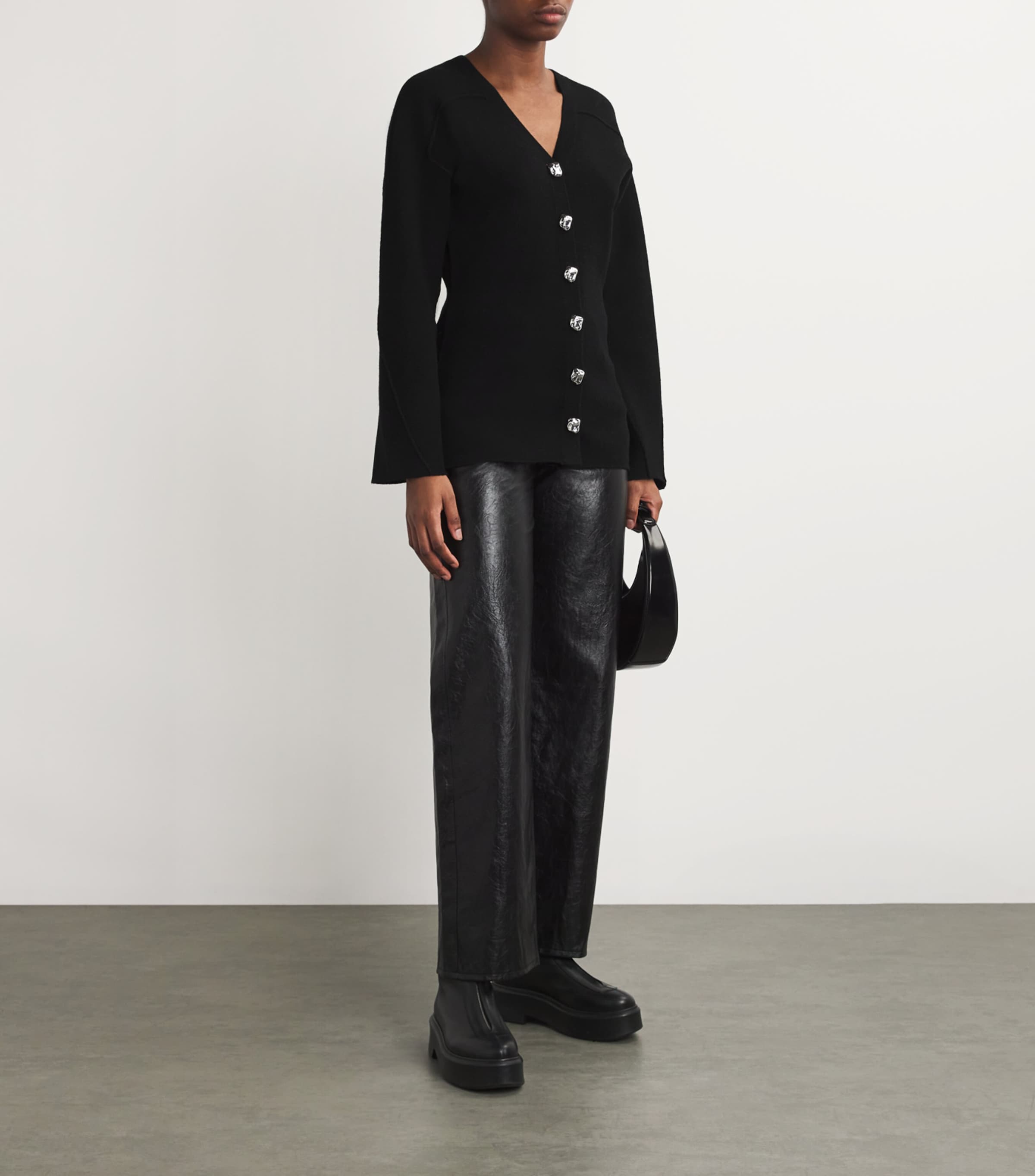 Rag & Bone Womens Wool-Blend Bridget Cardigan Black Image 2