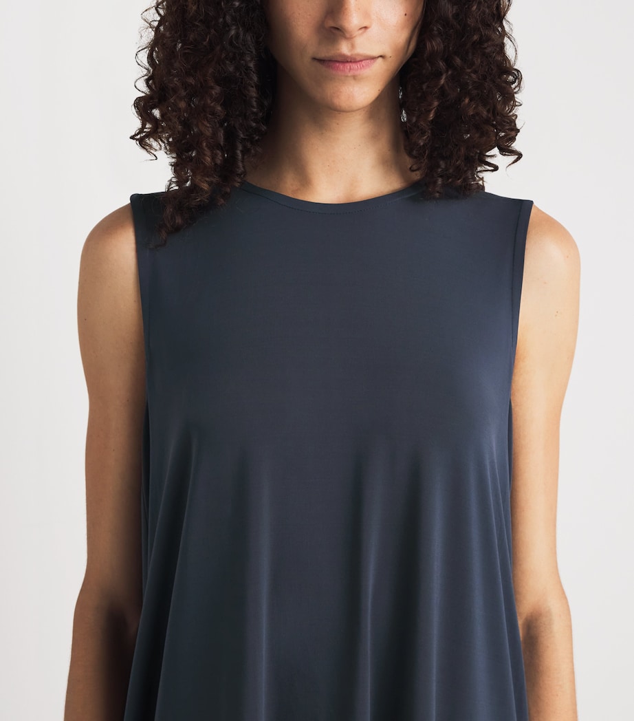 Issey Miyake Womens Drape Jersey Sleeveless Midi Dress Dark Navy Image 3