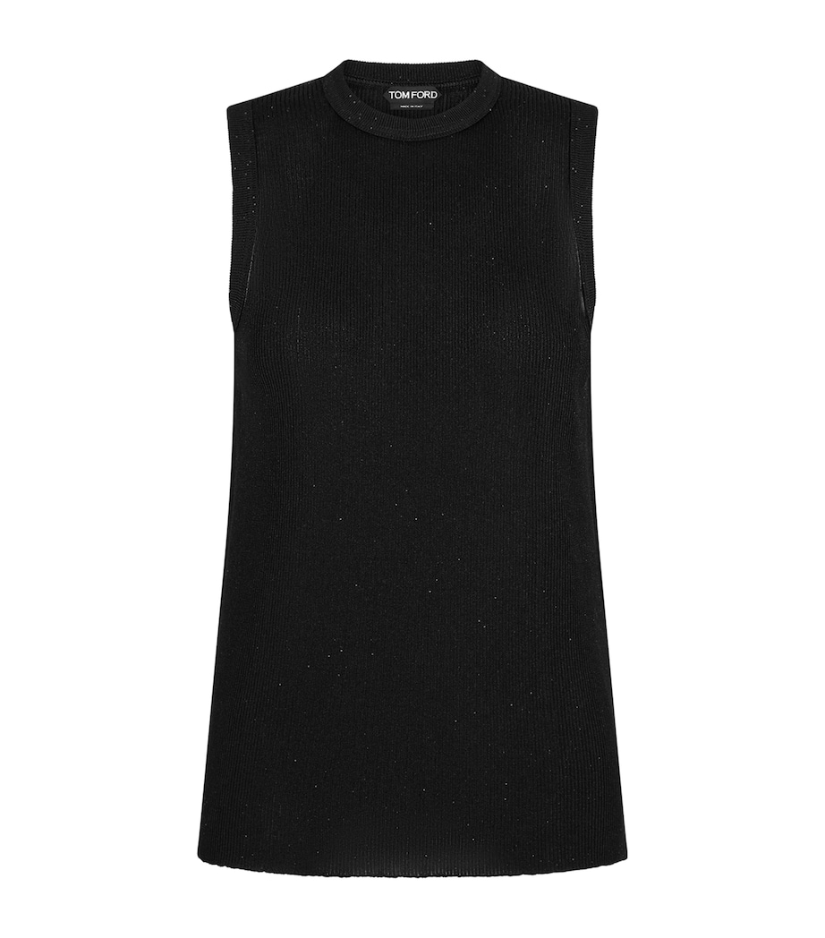 TOM FORD Womens Micro-Sequin Knitted Tank Top Naa Image 1