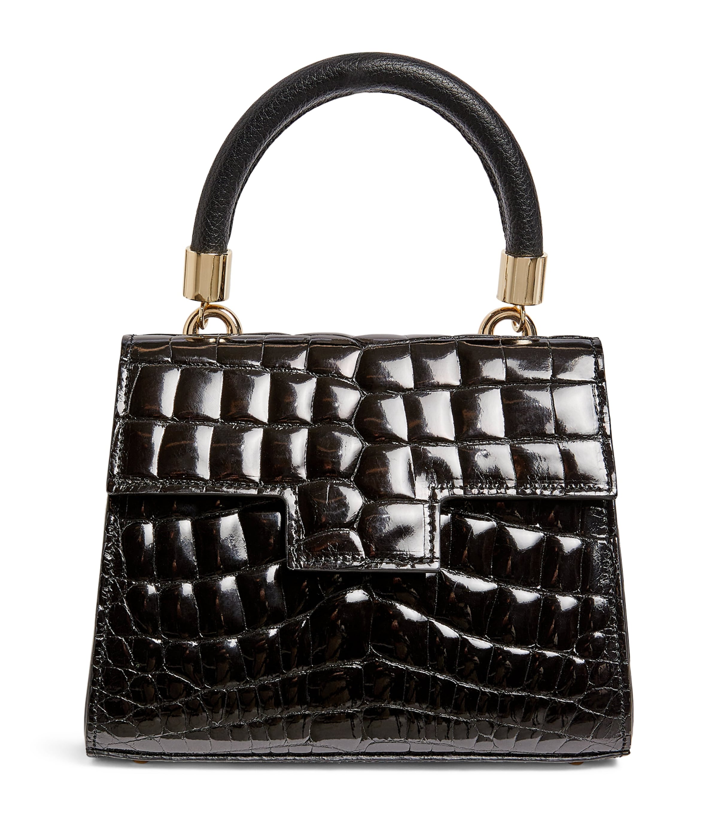 Maria Oliver Mini Crocodile Michelle Top-Handle Bag Black Bk Image 1