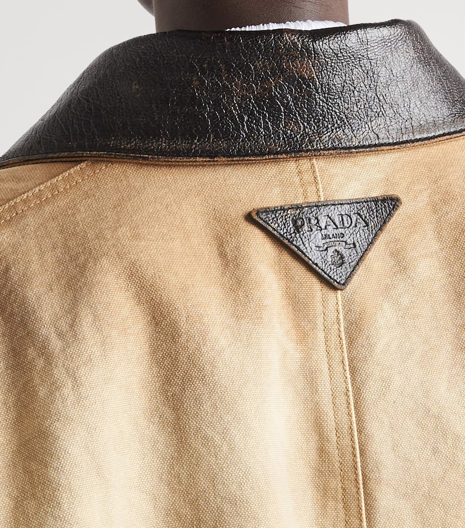 Cotton Canvas Distressed Jacket F0QB9 Image 6