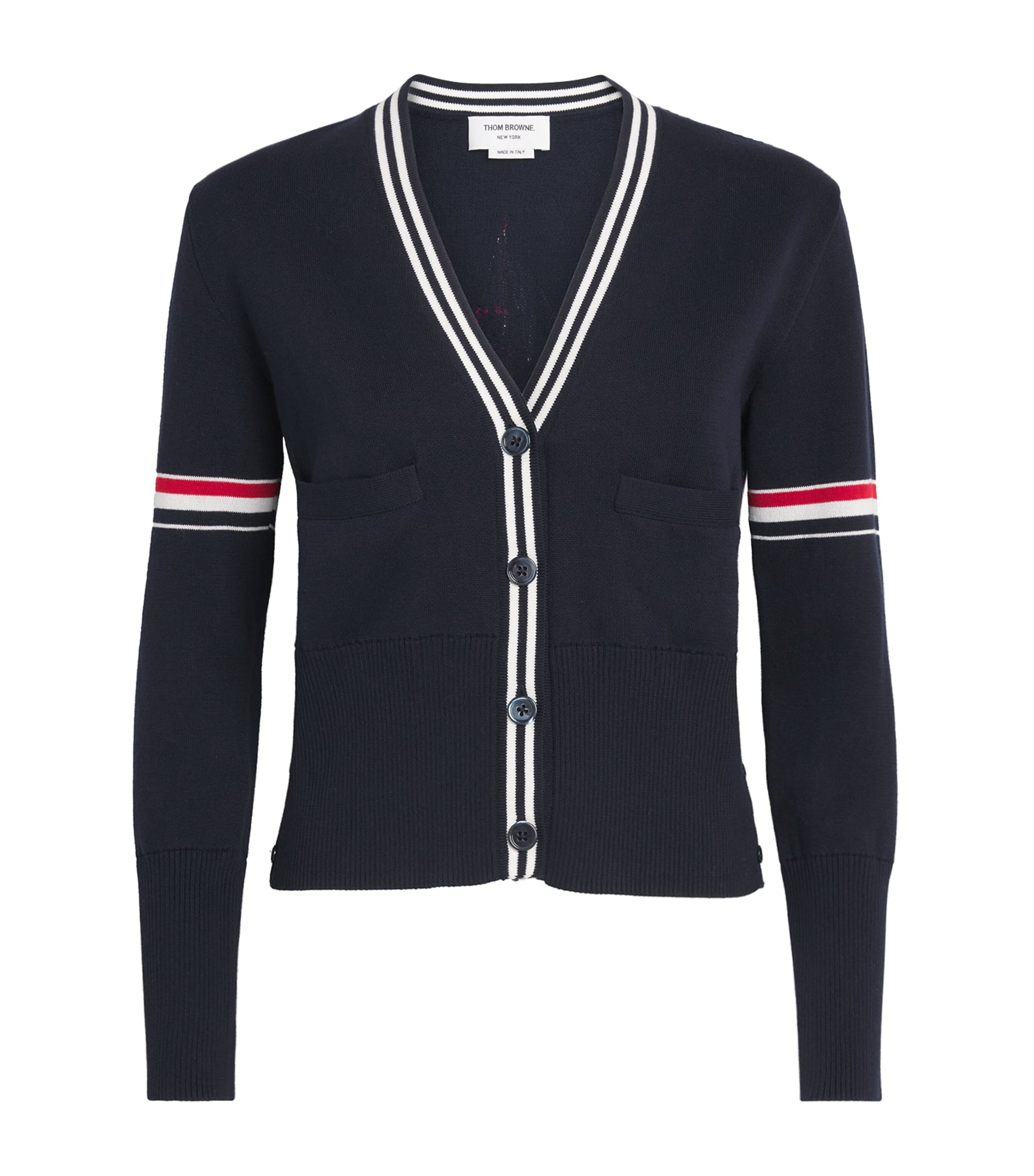 Thom Browne Womens Cotton Sailboat Cardigan Navy Image 1