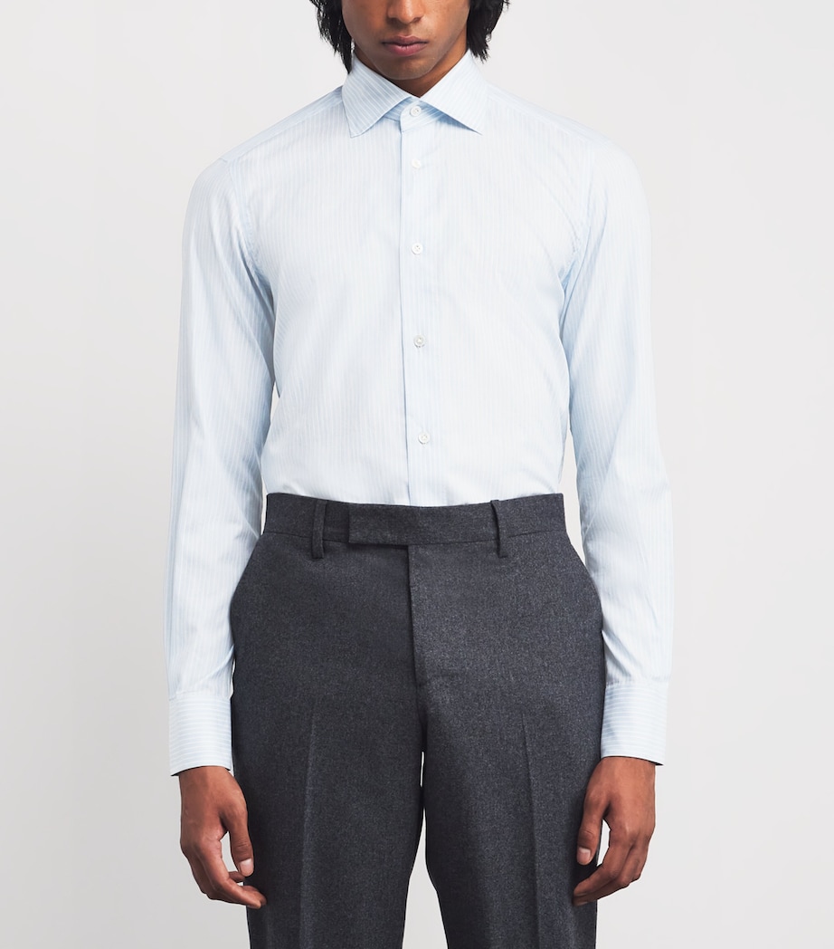 Cotton Melange Stripe Shirt LIGHT BLUE Image 3