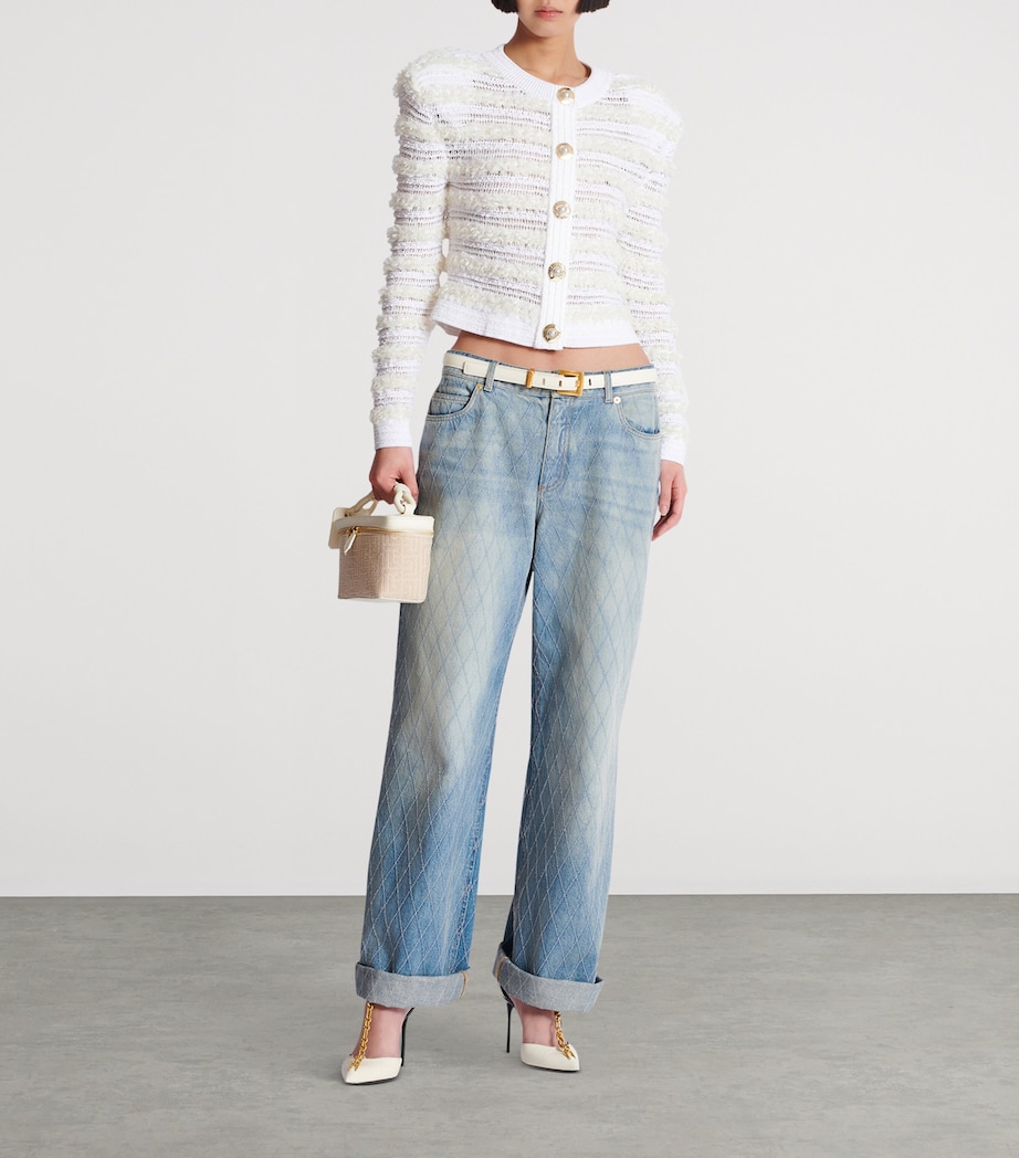 Tweed Cropped Cardigan 0FA BLANC Image 6