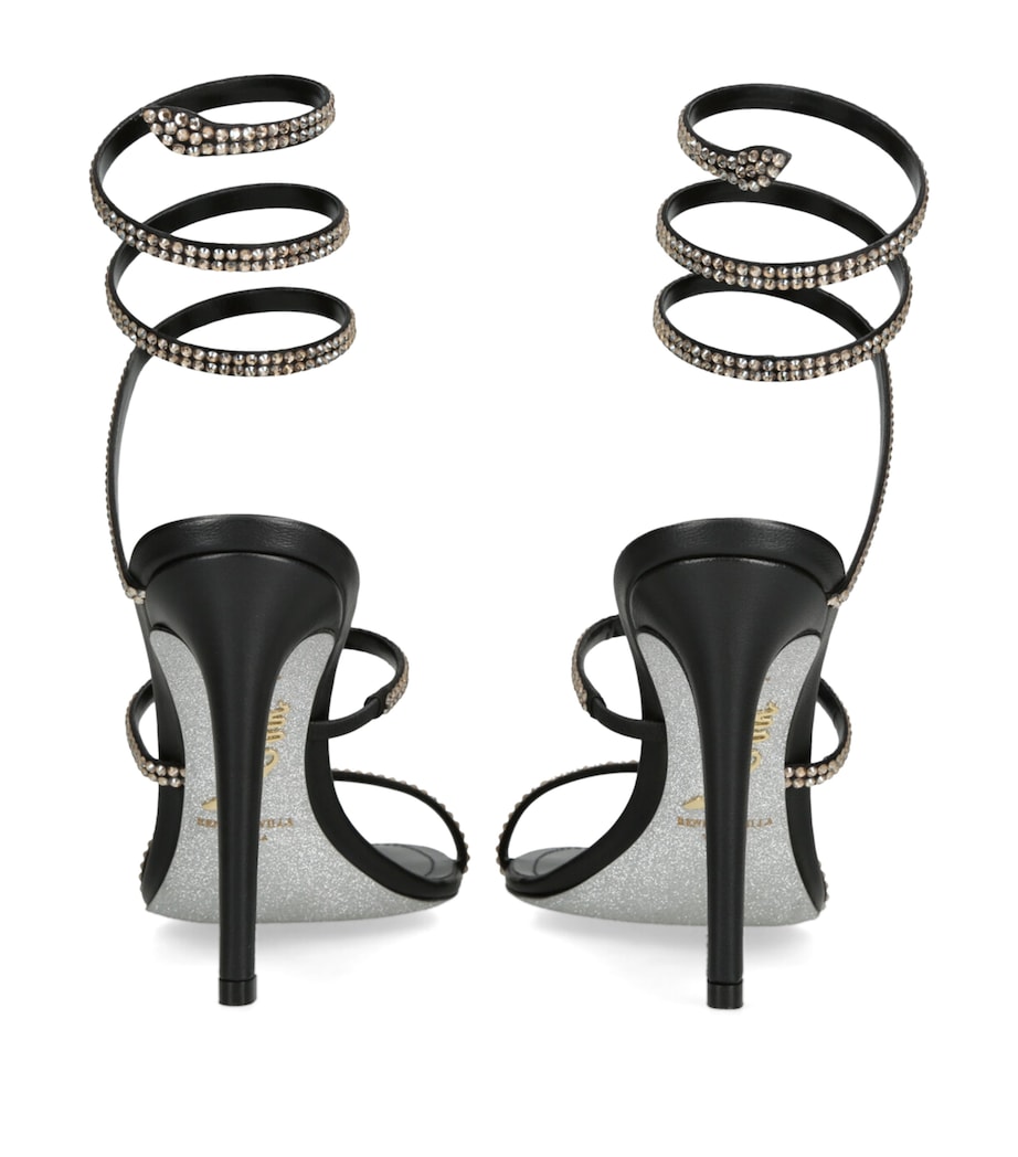 René Caovilla Leather Embellished Cleo II Heeled Sandals 105 Blk/other Image 2