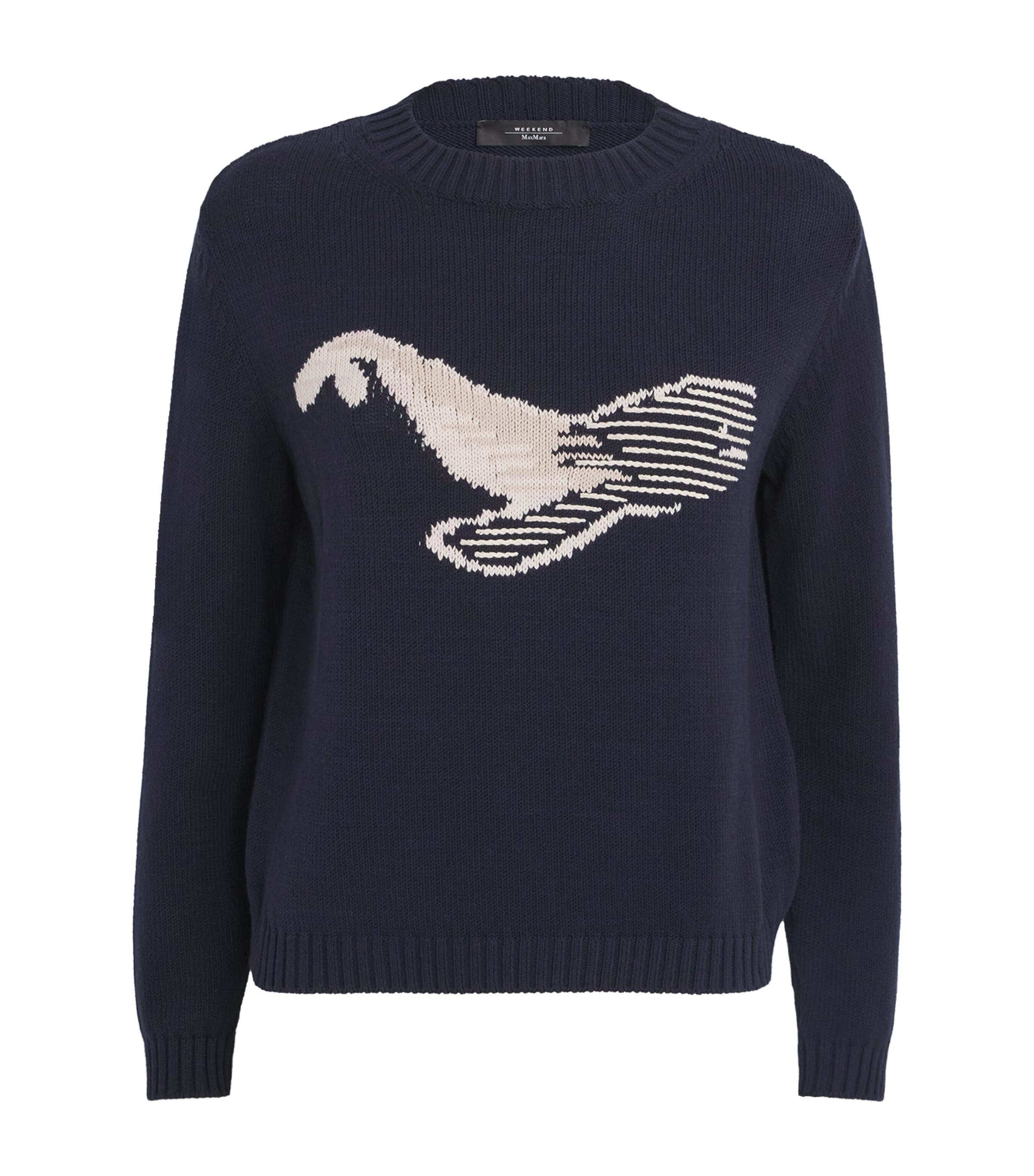 Cotton-Blend Whale-Jacquard Sweater NAVY Image 1